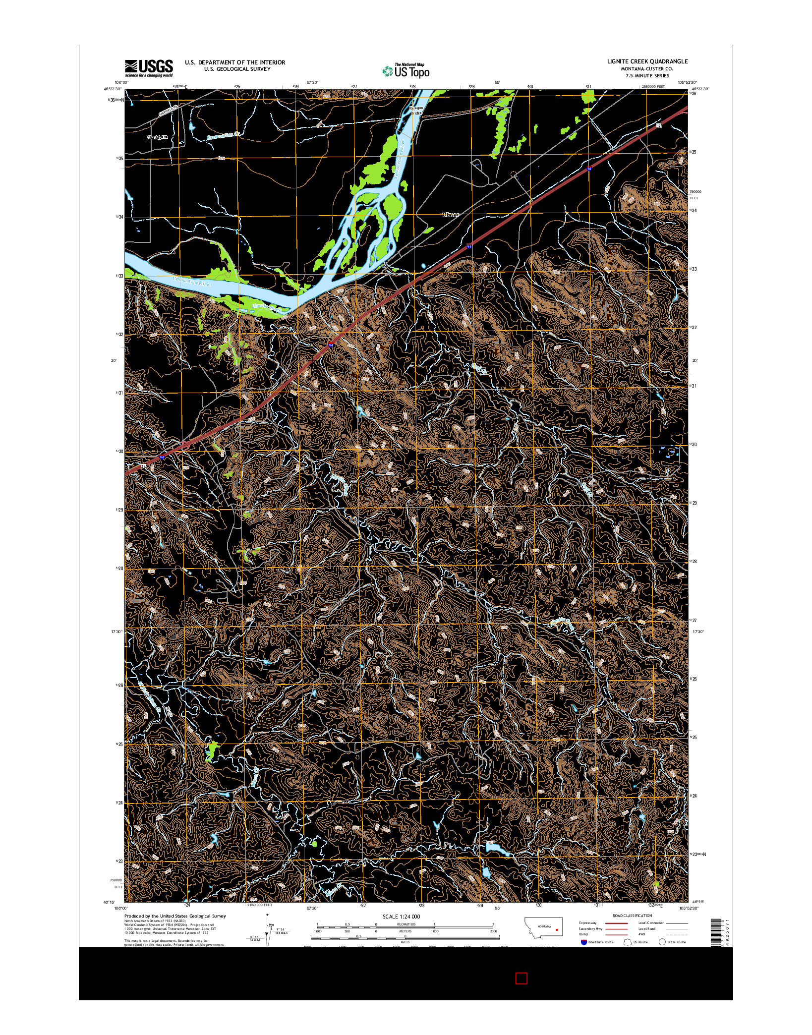 USGS US TOPO 7.5-MINUTE MAP FOR LIGNITE CREEK, MT 2017