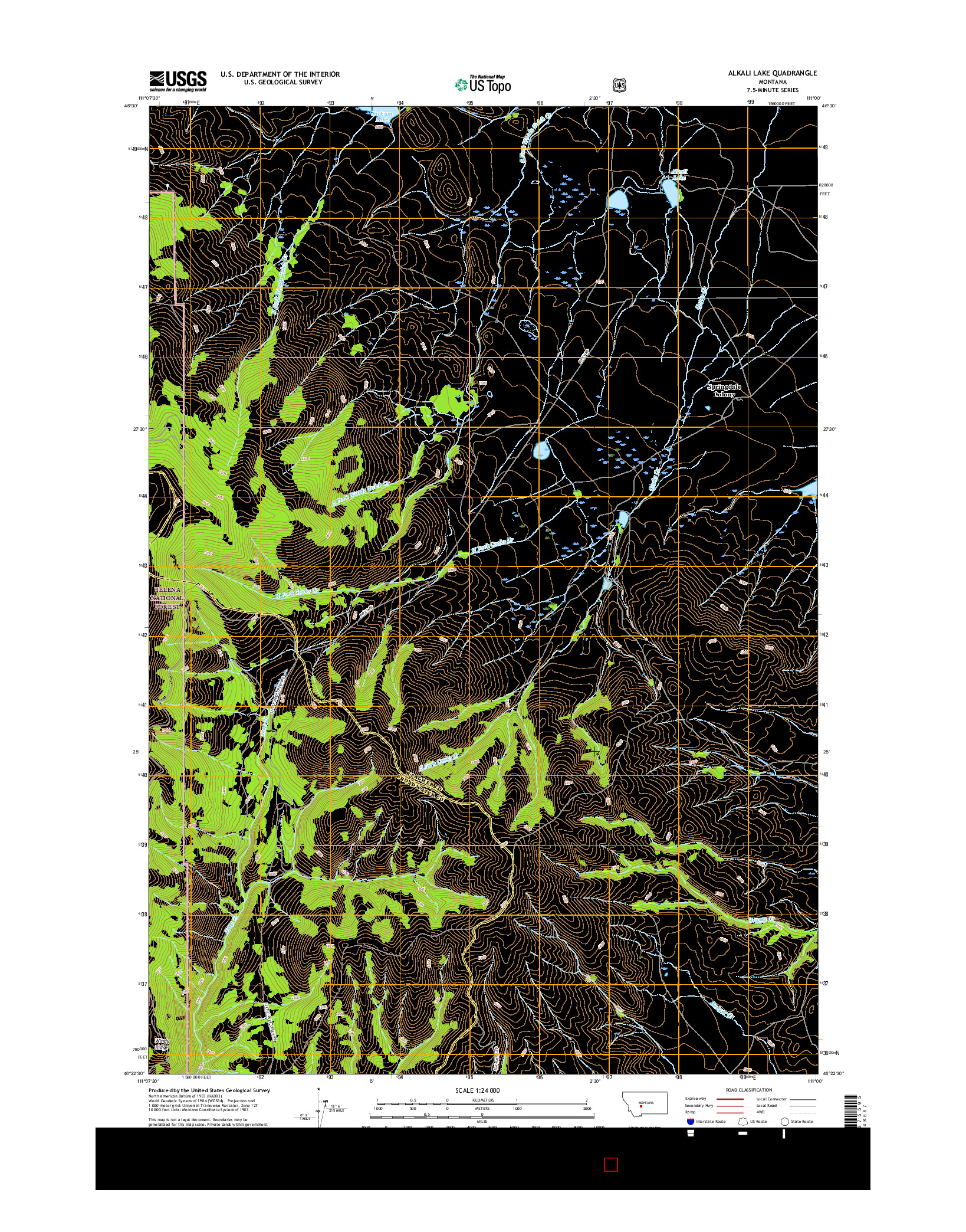 USGS US TOPO 7.5-MINUTE MAP FOR ALKALI LAKE, MT 2017