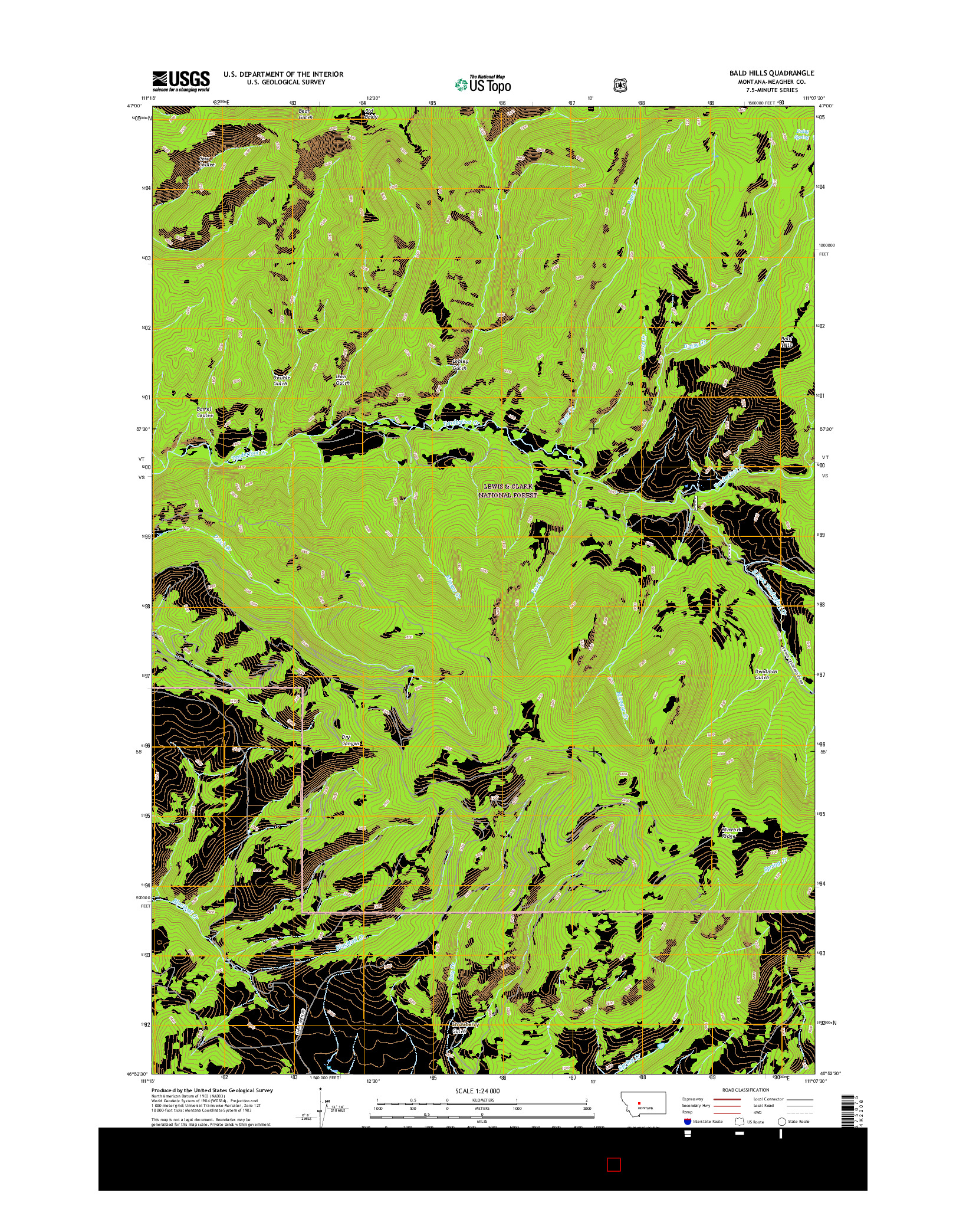 USGS US TOPO 7.5-MINUTE MAP FOR BALD HILLS, MT 2017