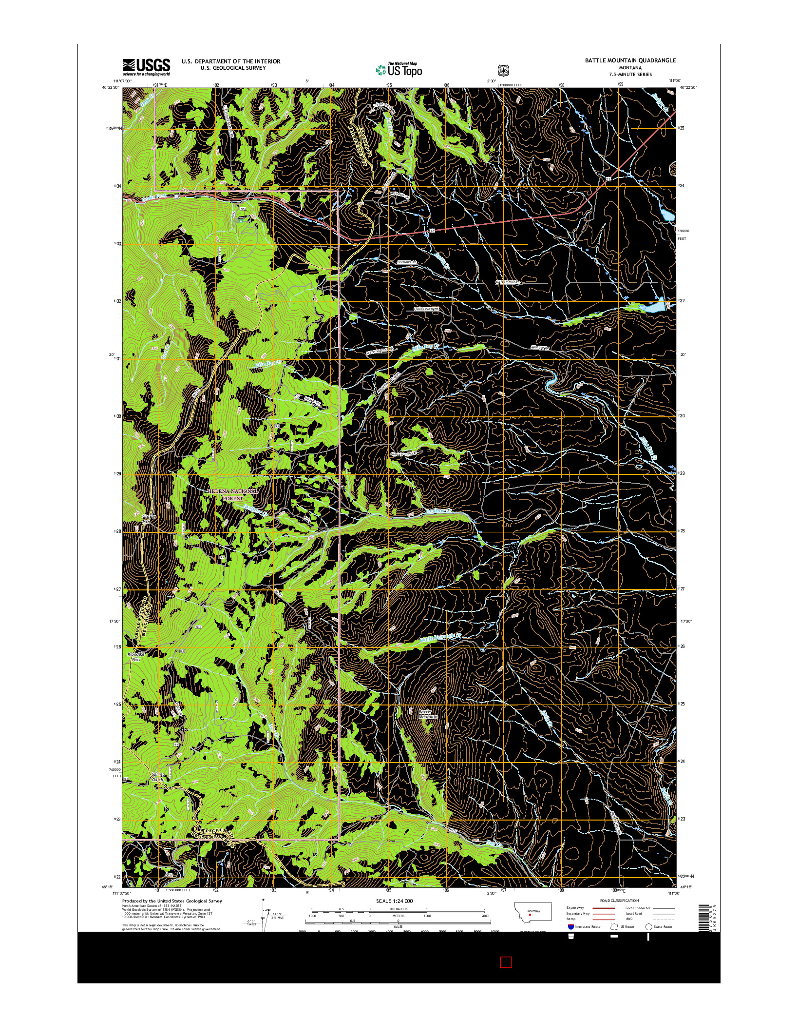 USGS US TOPO 7.5-MINUTE MAP FOR BATTLE MOUNTAIN, MT 2017