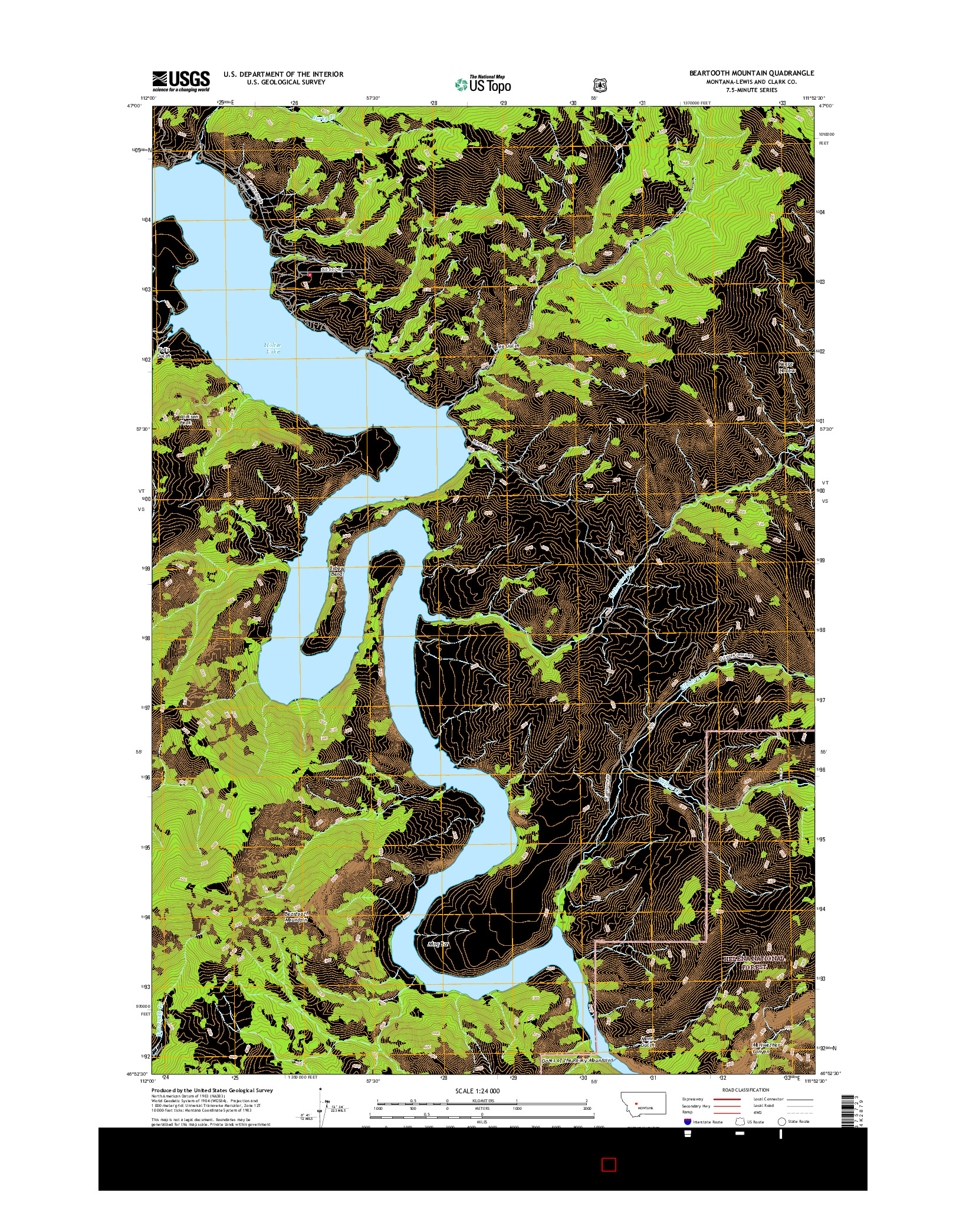 USGS US TOPO 7.5-MINUTE MAP FOR BEARTOOTH MOUNTAIN, MT 2017