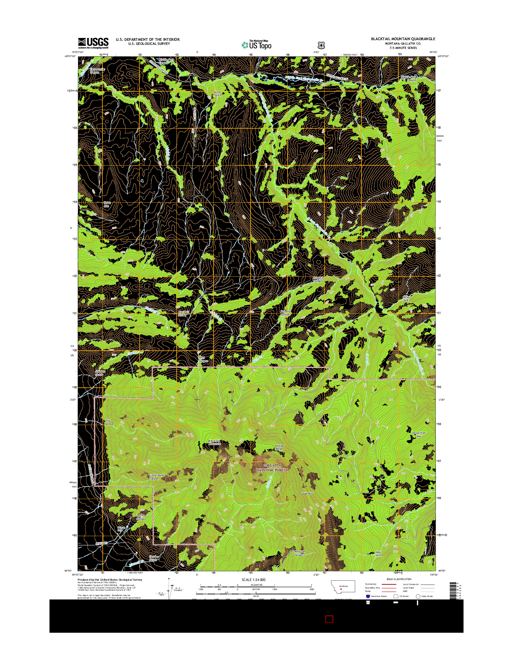 USGS US TOPO 7.5-MINUTE MAP FOR BLACKTAIL MOUNTAIN, MT 2017