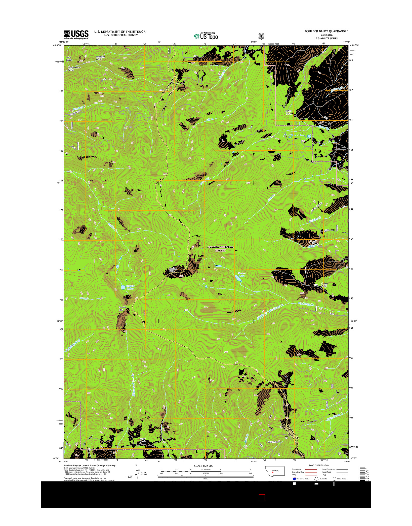 USGS US TOPO 7.5-MINUTE MAP FOR BOULDER BALDY, MT 2017