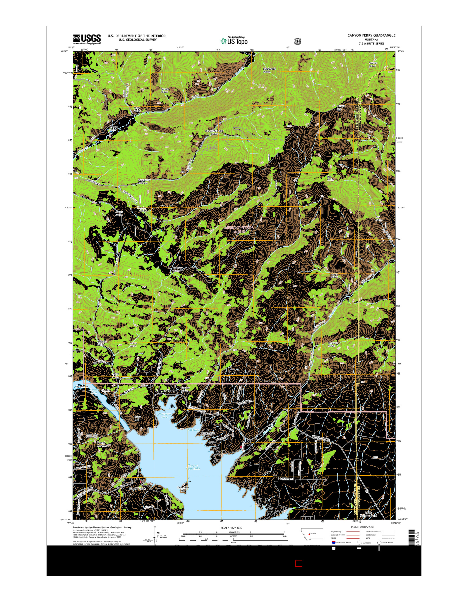 USGS US TOPO 7.5-MINUTE MAP FOR CANYON FERRY, MT 2017