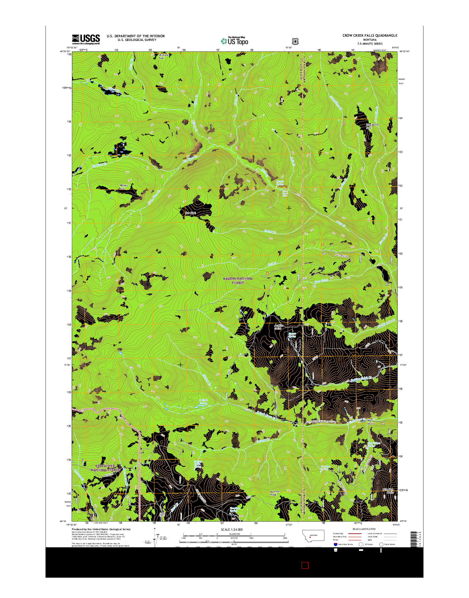 USGS US TOPO 7.5-MINUTE MAP FOR CROW CREEK FALLS, MT 2017