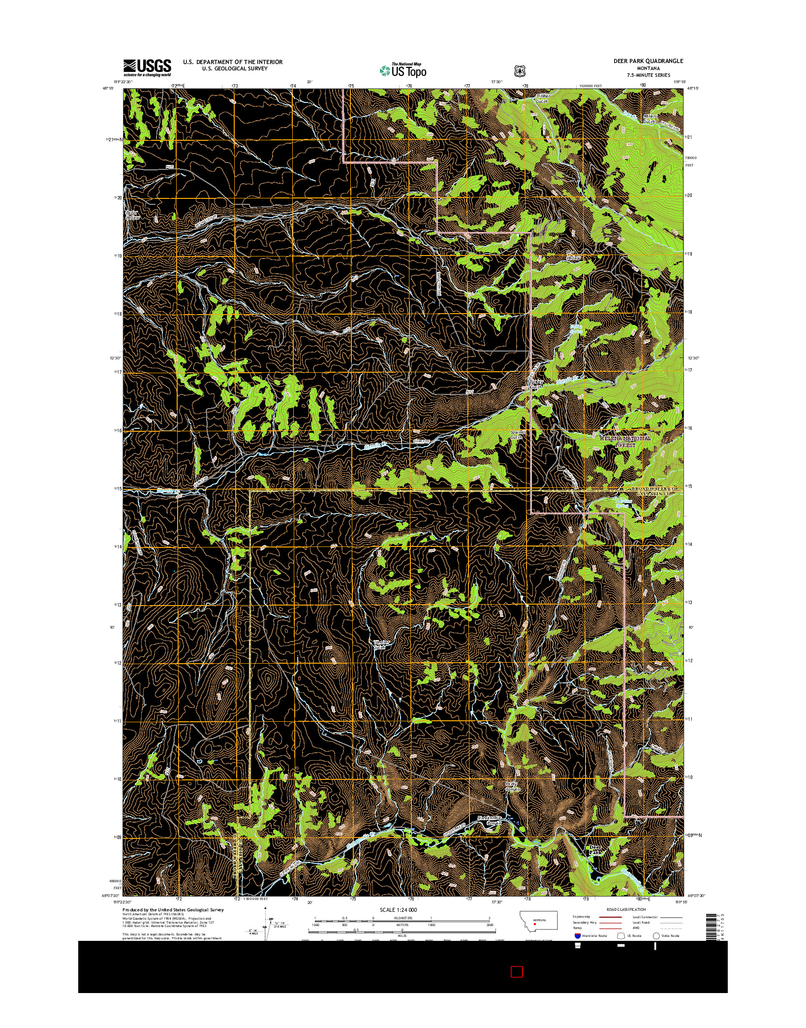 USGS US TOPO 7.5-MINUTE MAP FOR DEER PARK, MT 2017