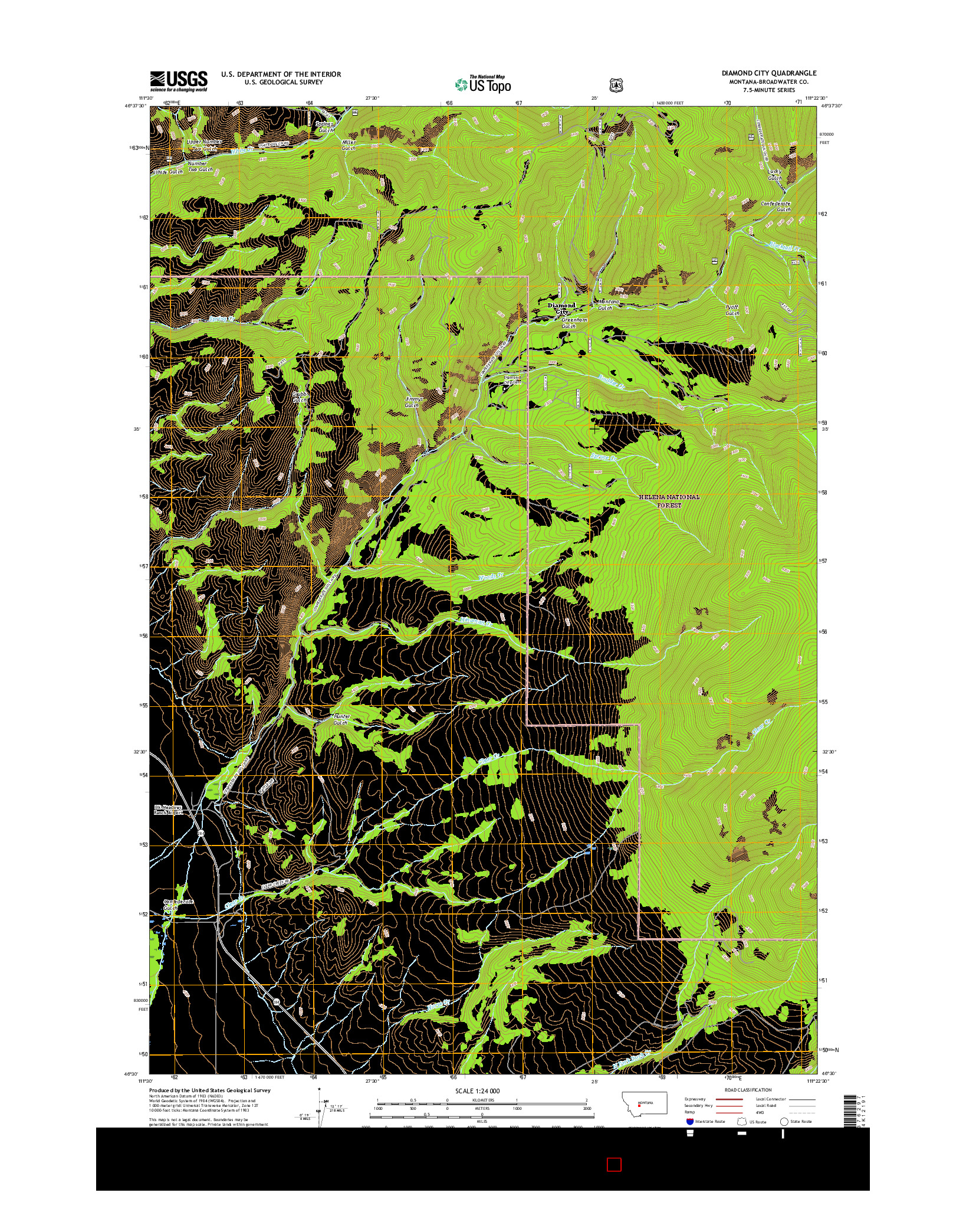 USGS US TOPO 7.5-MINUTE MAP FOR DIAMOND CITY, MT 2017