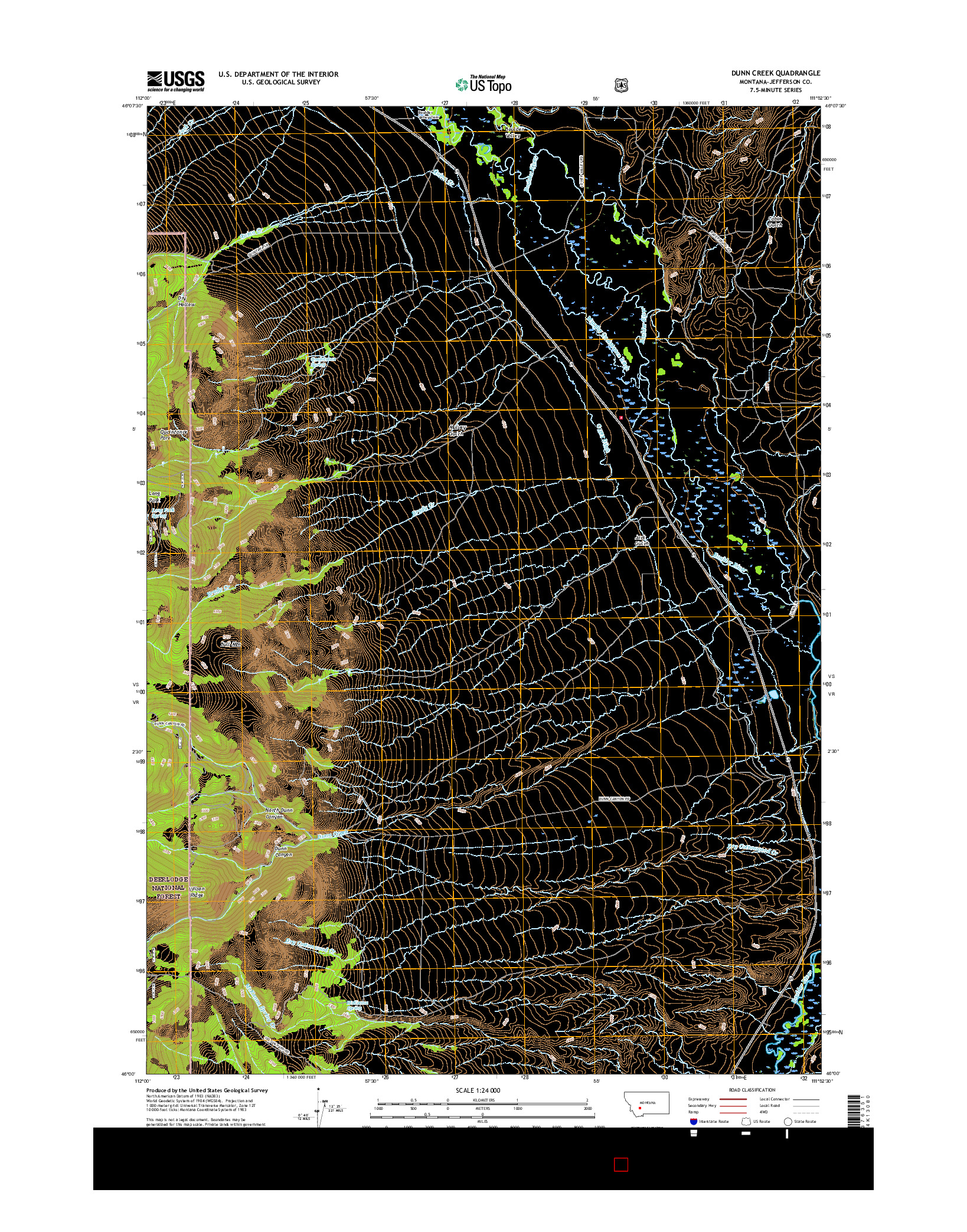 USGS US TOPO 7.5-MINUTE MAP FOR DUNN CREEK, MT 2017