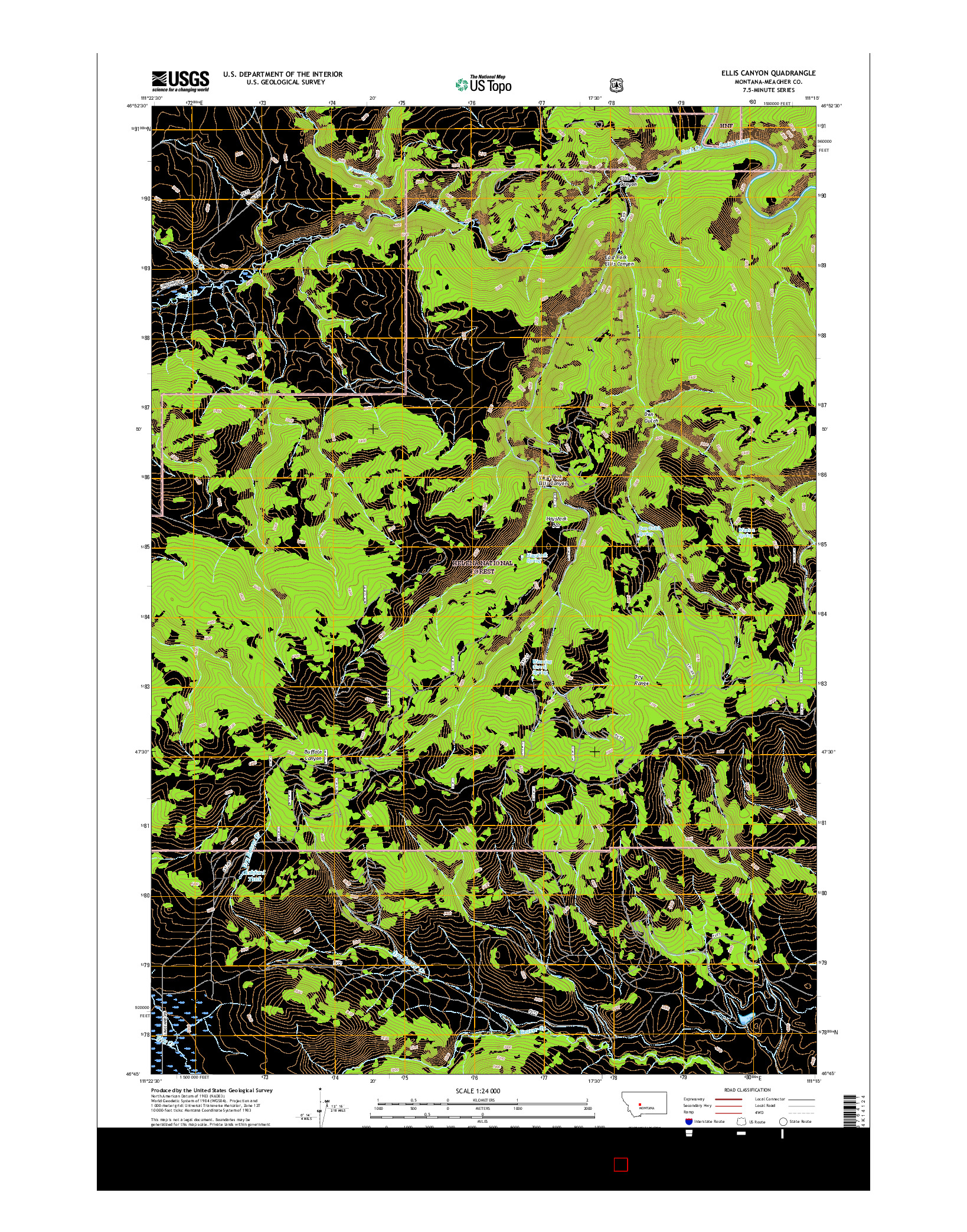 USGS US TOPO 7.5-MINUTE MAP FOR ELLIS CANYON, MT 2017