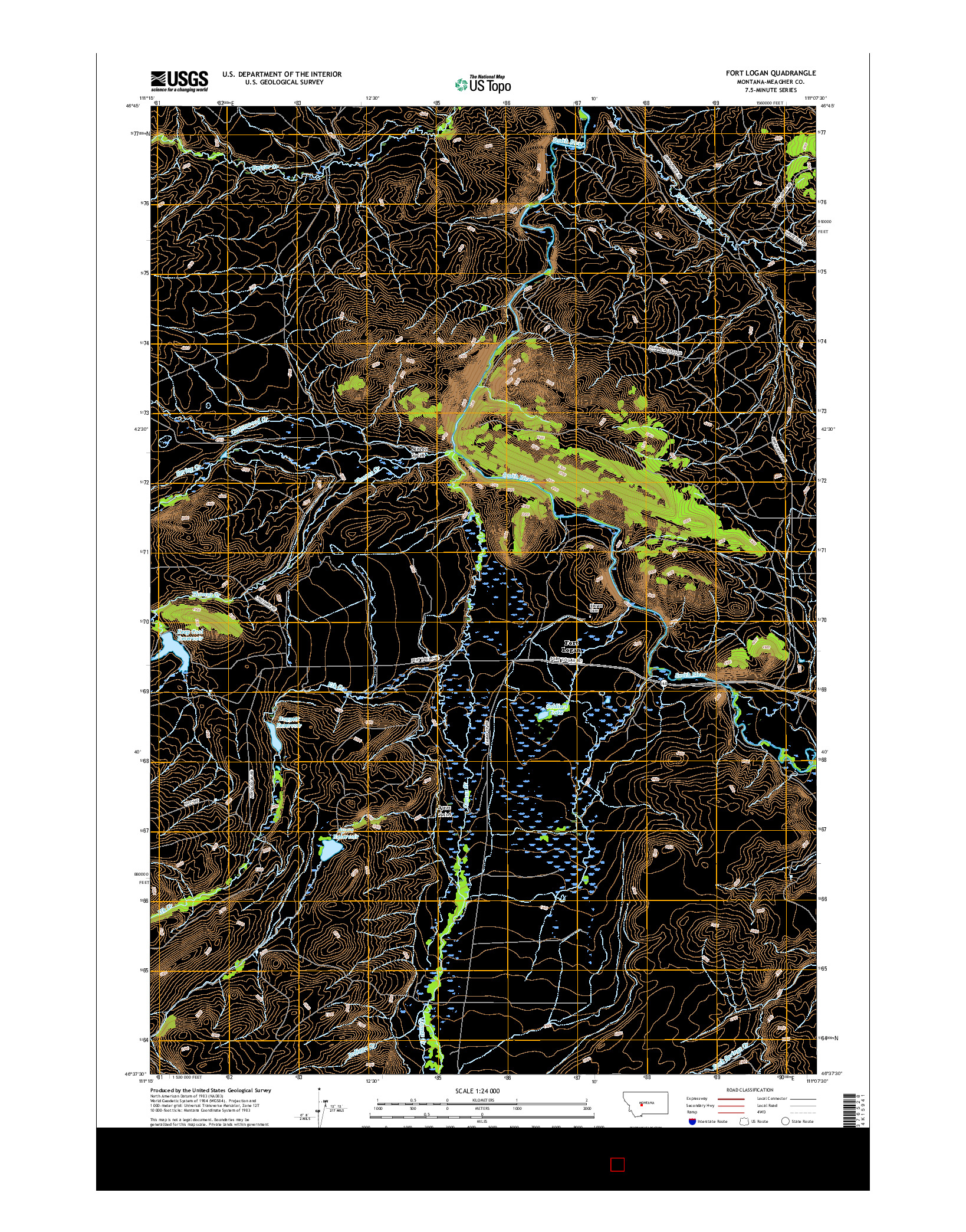 USGS US TOPO 7.5-MINUTE MAP FOR FORT LOGAN, MT 2017