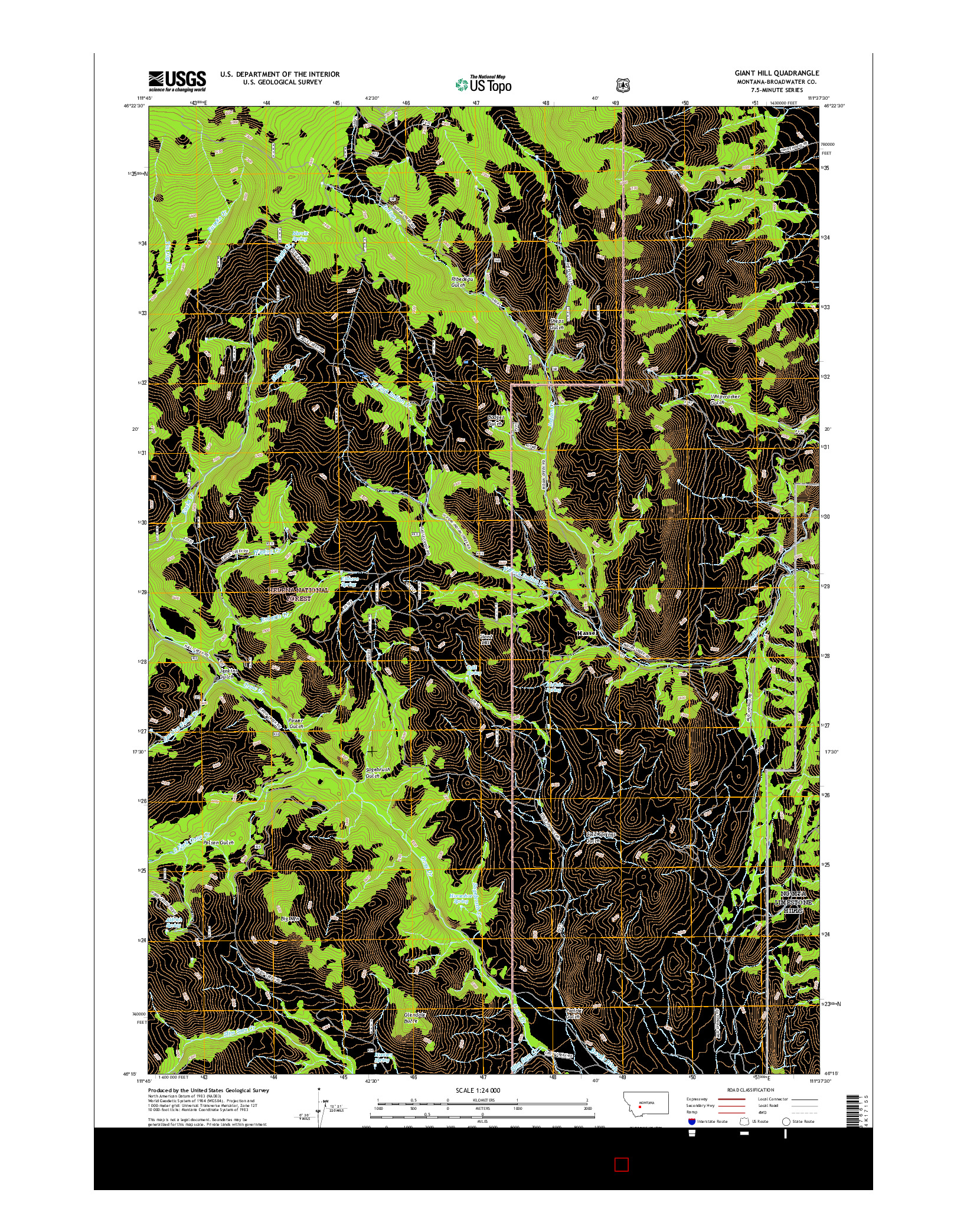 USGS US TOPO 7.5-MINUTE MAP FOR GIANT HILL, MT 2017