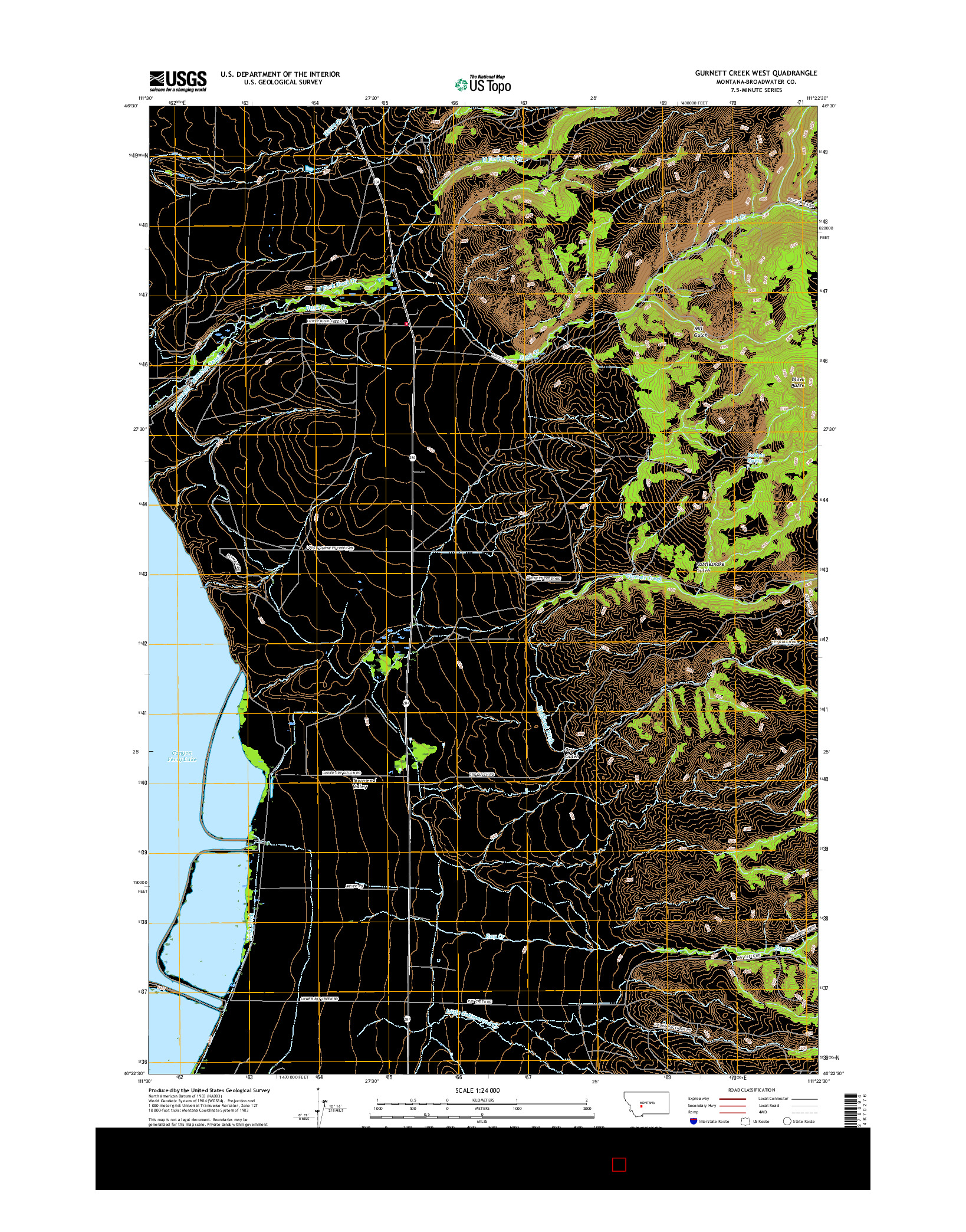 USGS US TOPO 7.5-MINUTE MAP FOR GURNETT CREEK WEST, MT 2017