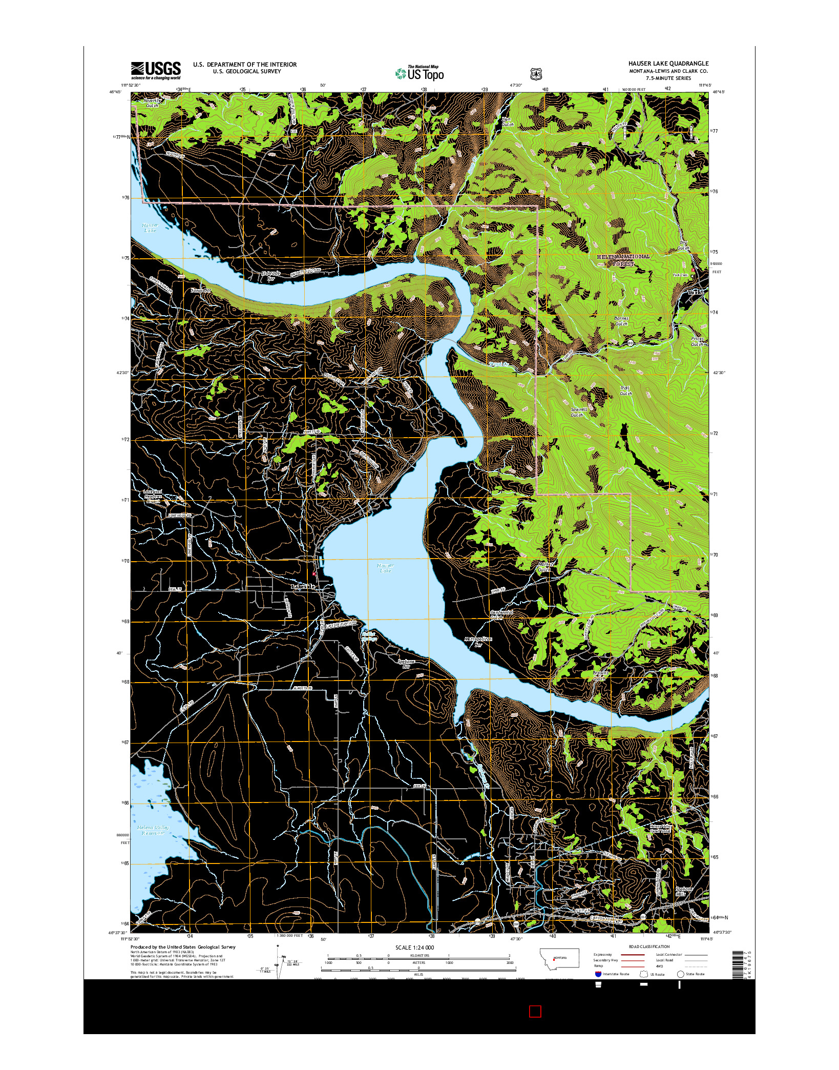 USGS US TOPO 7.5-MINUTE MAP FOR HAUSER LAKE, MT 2017