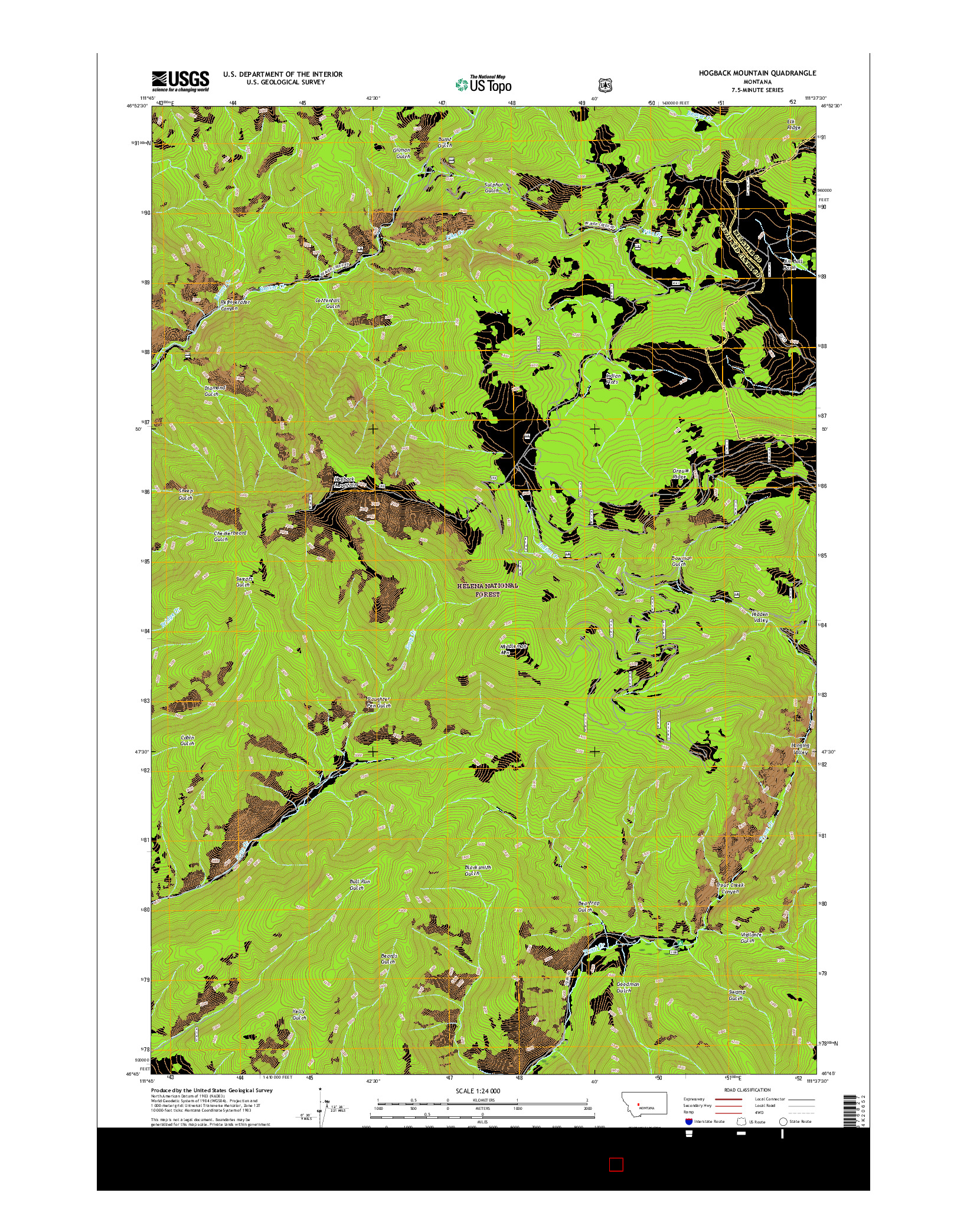 USGS US TOPO 7.5-MINUTE MAP FOR HOGBACK MOUNTAIN, MT 2017