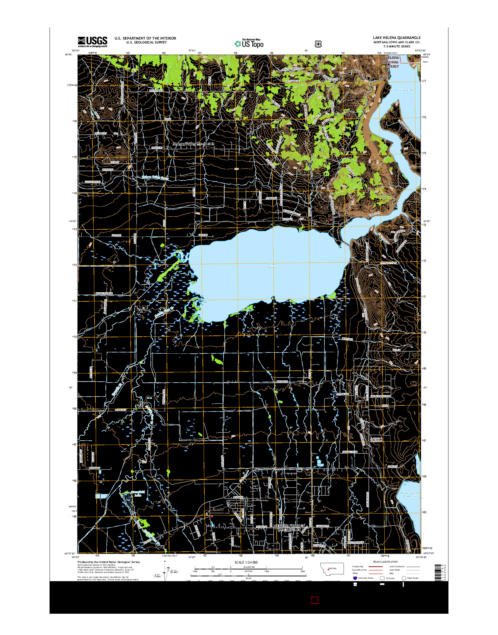 USGS US TOPO 7.5-MINUTE MAP FOR LAKE HELENA, MT 2017
