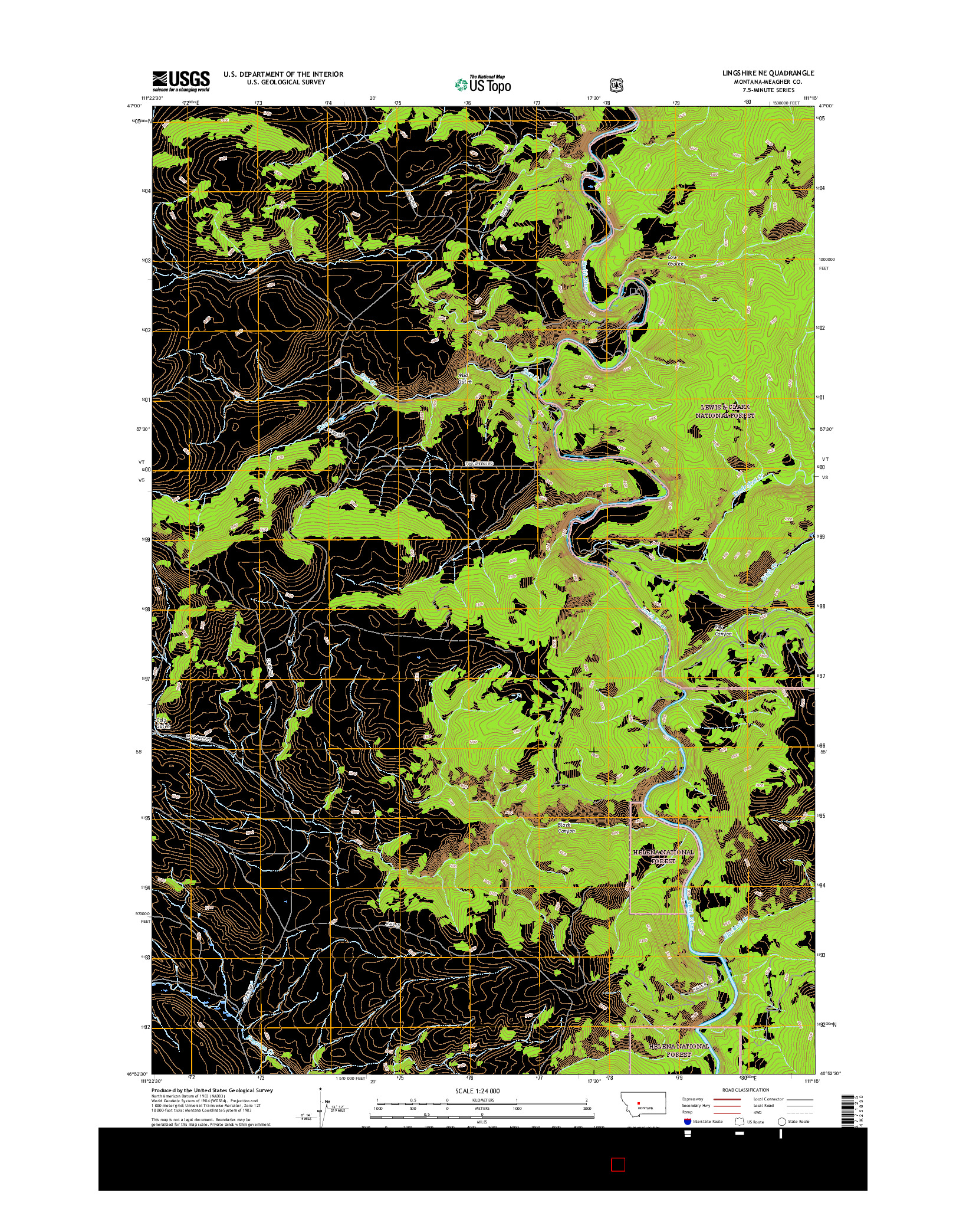 USGS US TOPO 7.5-MINUTE MAP FOR LINGSHIRE NE, MT 2017