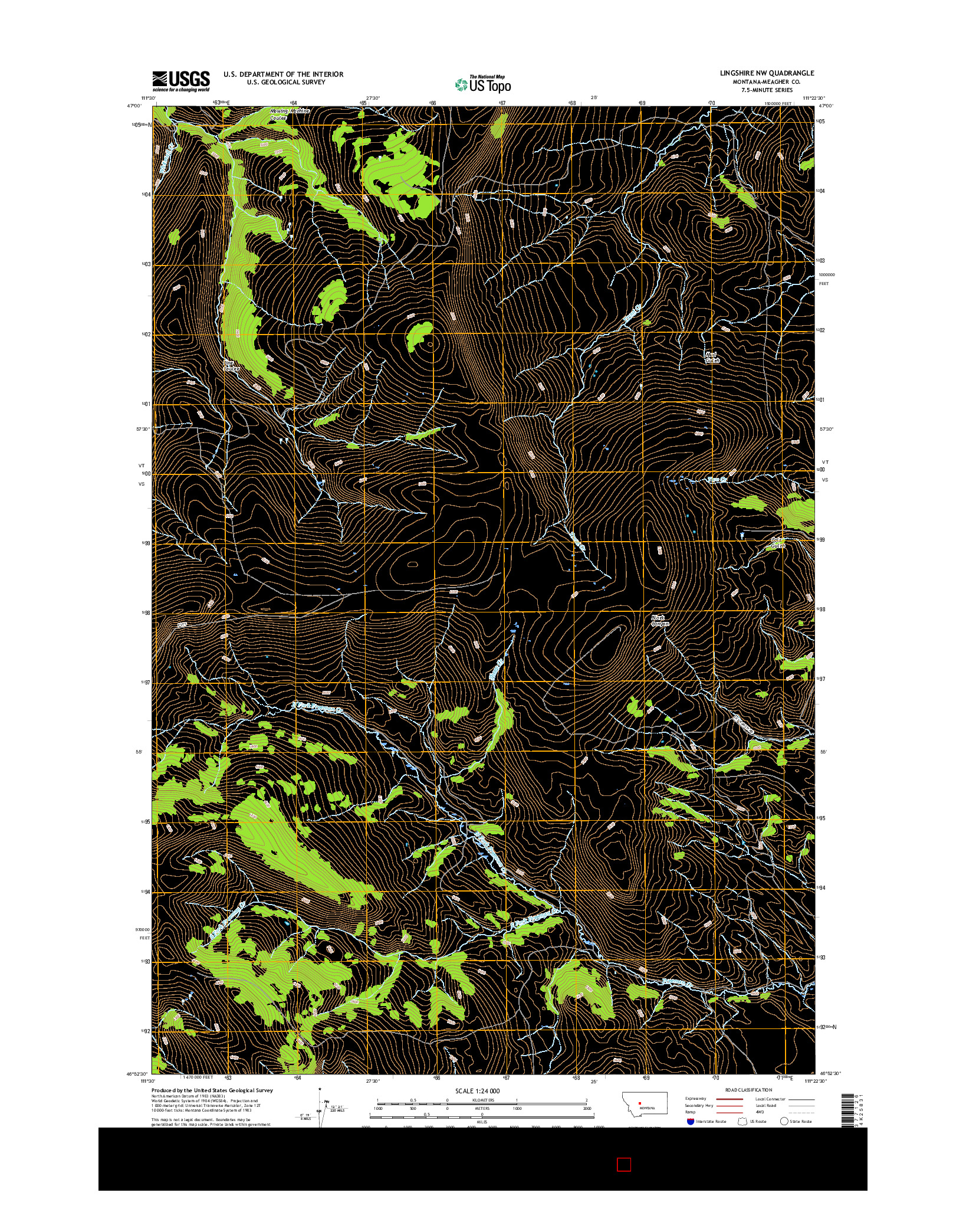 USGS US TOPO 7.5-MINUTE MAP FOR LINGSHIRE NW, MT 2017