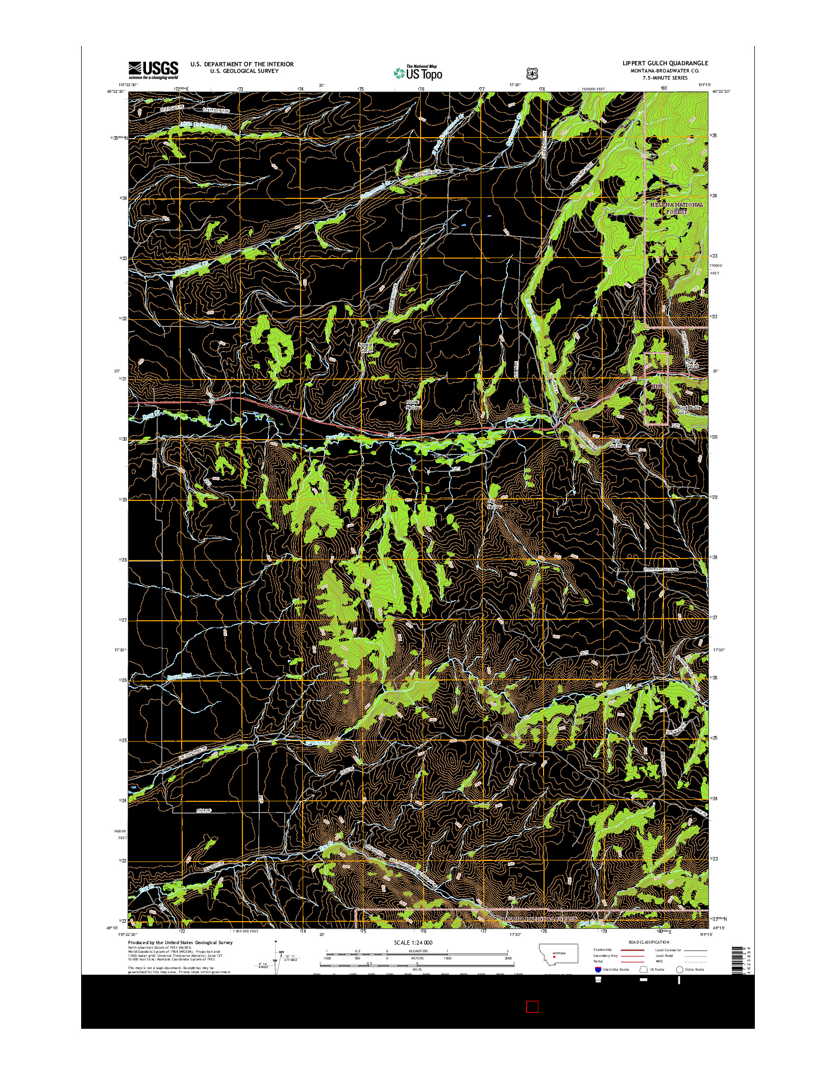 USGS US TOPO 7.5-MINUTE MAP FOR LIPPERT GULCH, MT 2017
