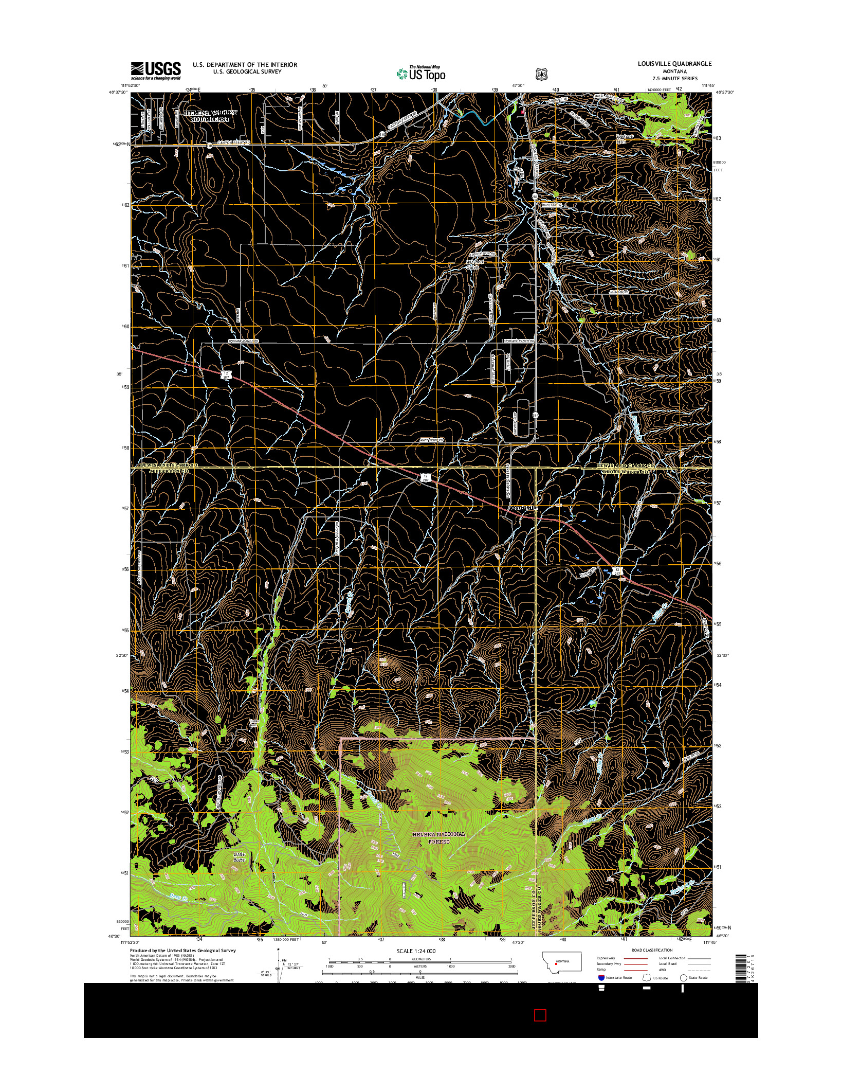 USGS US TOPO 7.5-MINUTE MAP FOR LOUISVILLE, MT 2017