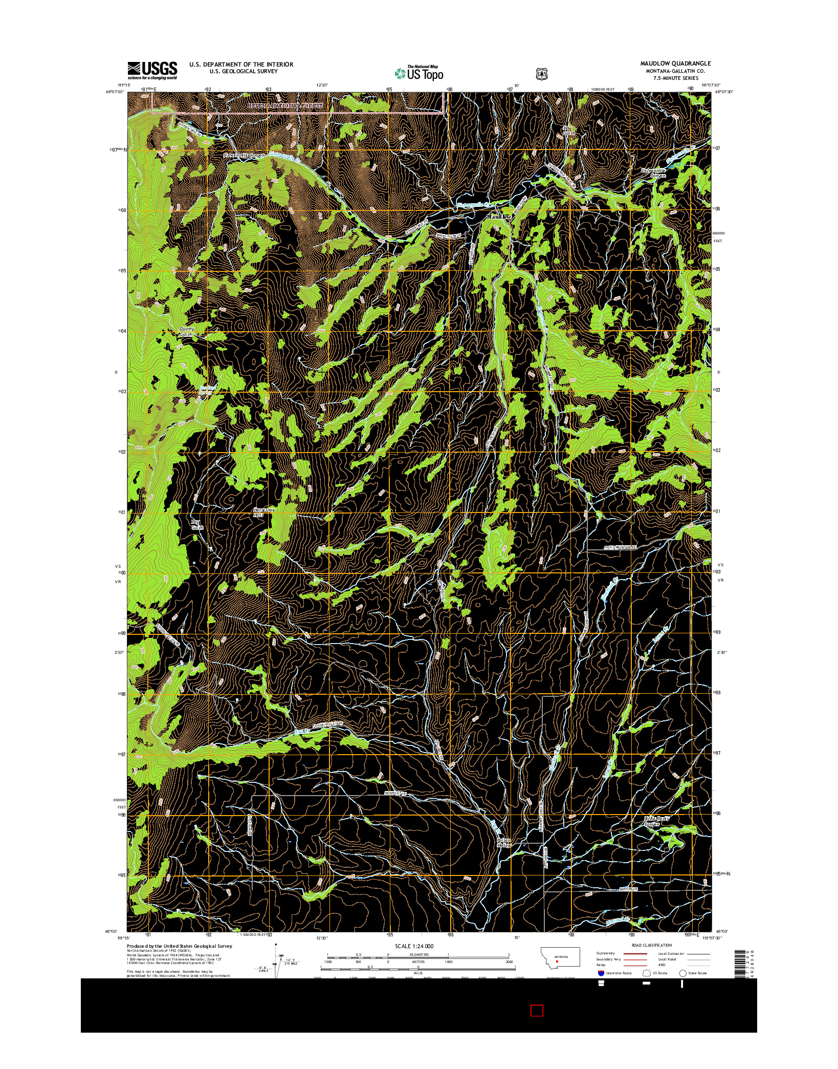 USGS US TOPO 7.5-MINUTE MAP FOR MAUDLOW, MT 2017