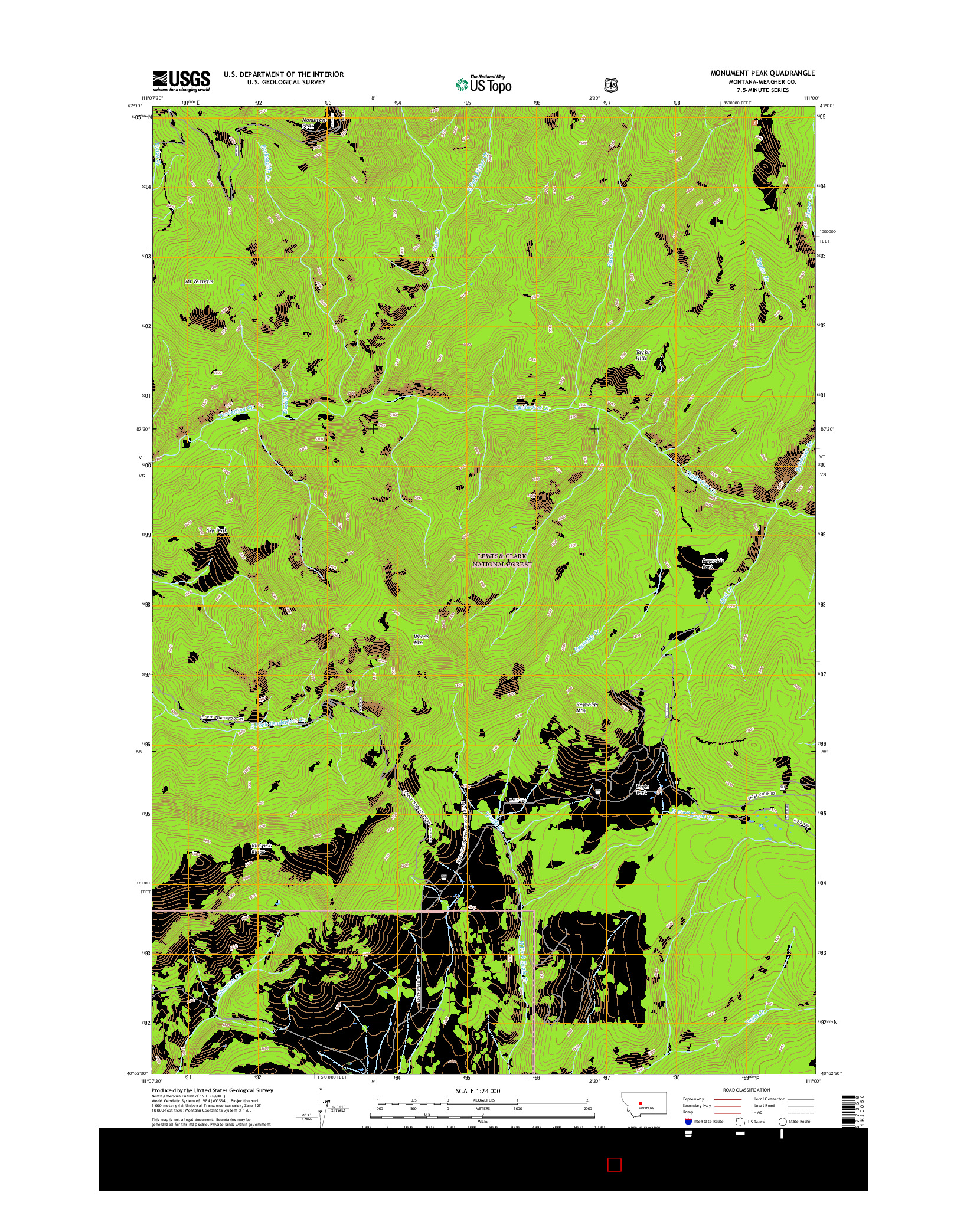 USGS US TOPO 7.5-MINUTE MAP FOR MONUMENT PEAK, MT 2017