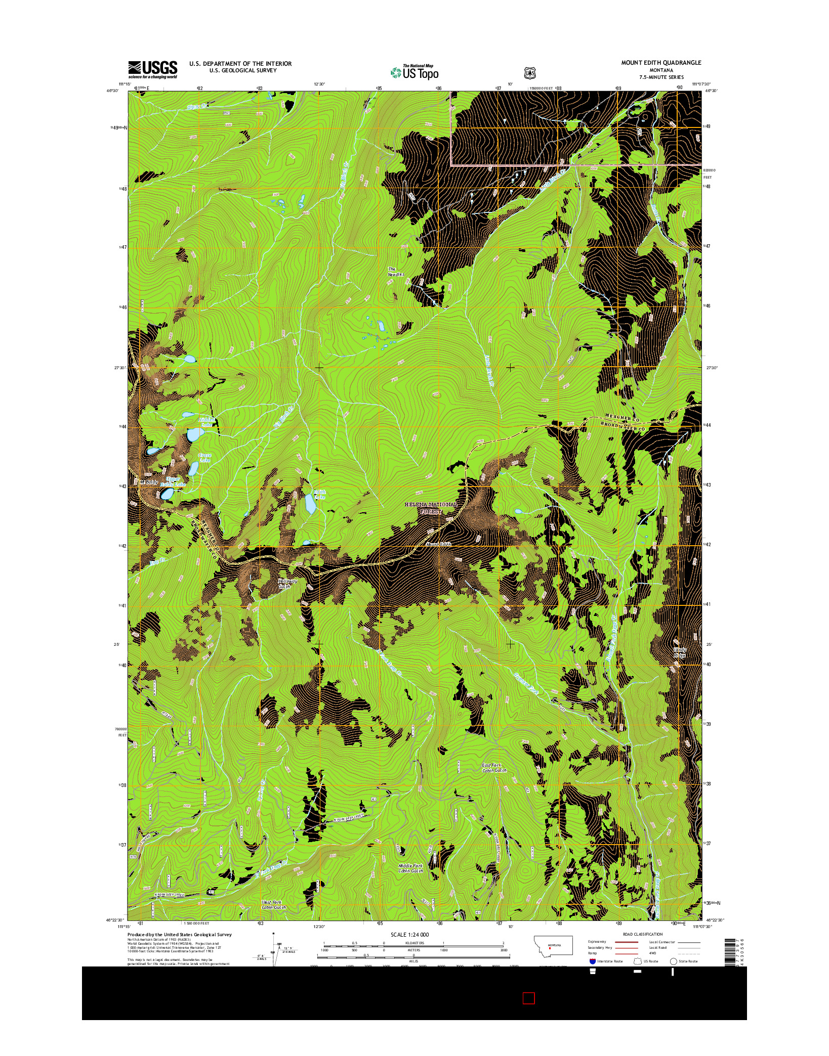 USGS US TOPO 7.5-MINUTE MAP FOR MOUNT EDITH, MT 2017