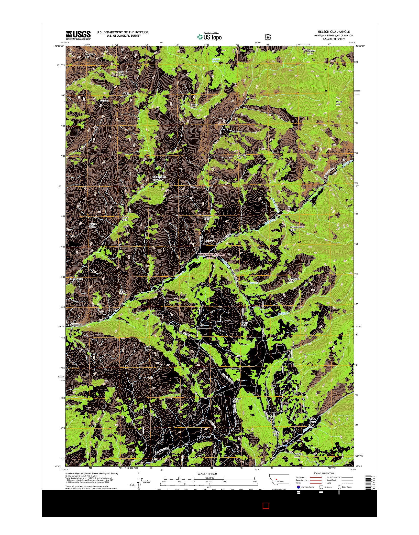 USGS US TOPO 7.5-MINUTE MAP FOR NELSON, MT 2017