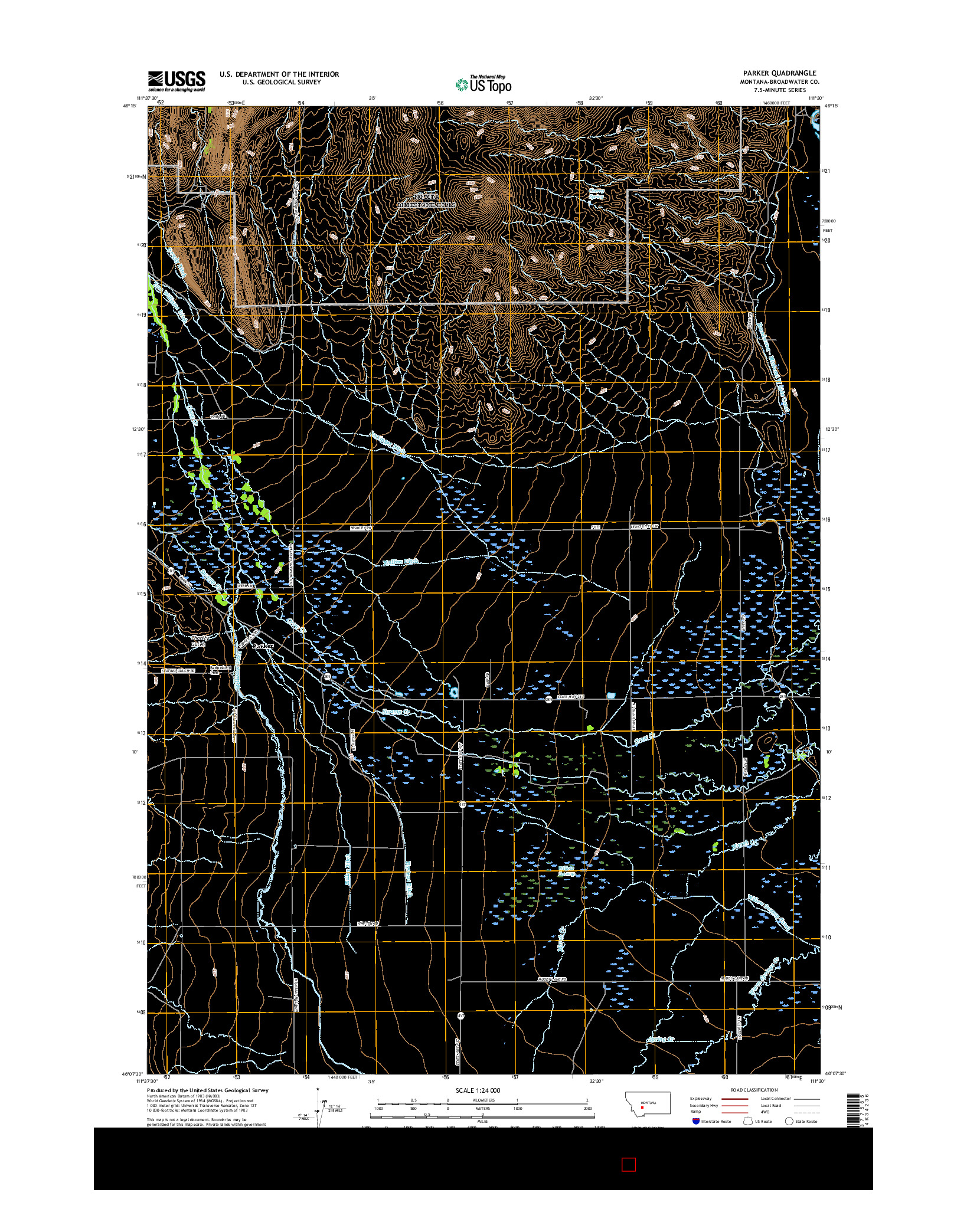 USGS US TOPO 7.5-MINUTE MAP FOR PARKER, MT 2017