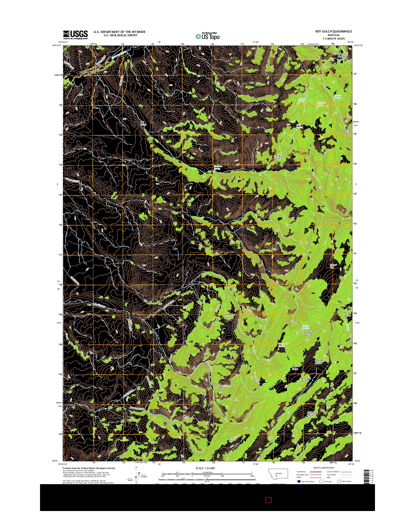 USGS US TOPO 7.5-MINUTE MAP FOR ROY GULCH, MT 2017