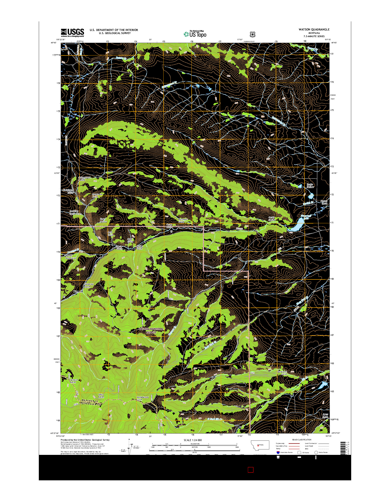 USGS US TOPO 7.5-MINUTE MAP FOR WATSON, MT 2017