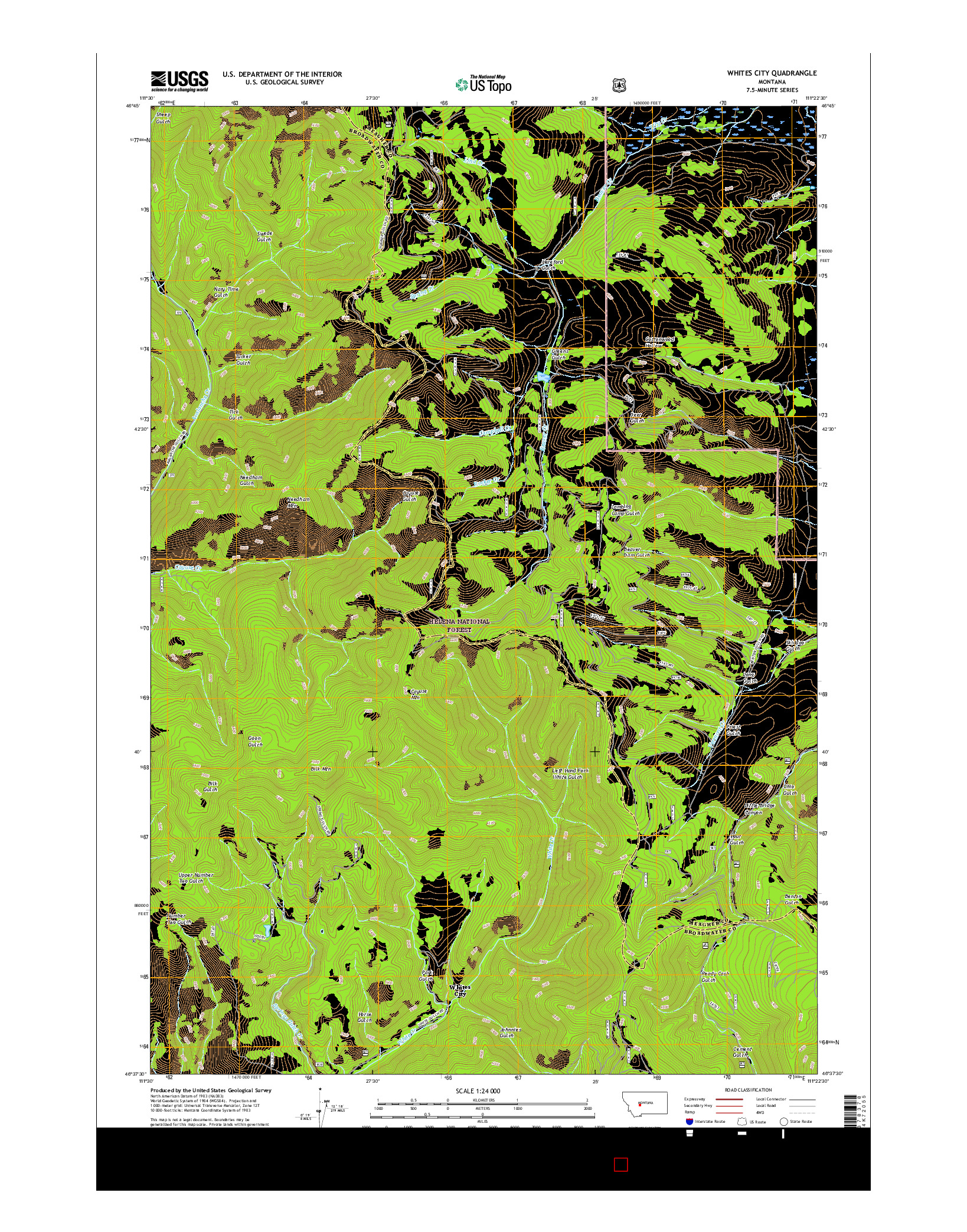 USGS US TOPO 7.5-MINUTE MAP FOR WHITES CITY, MT 2017