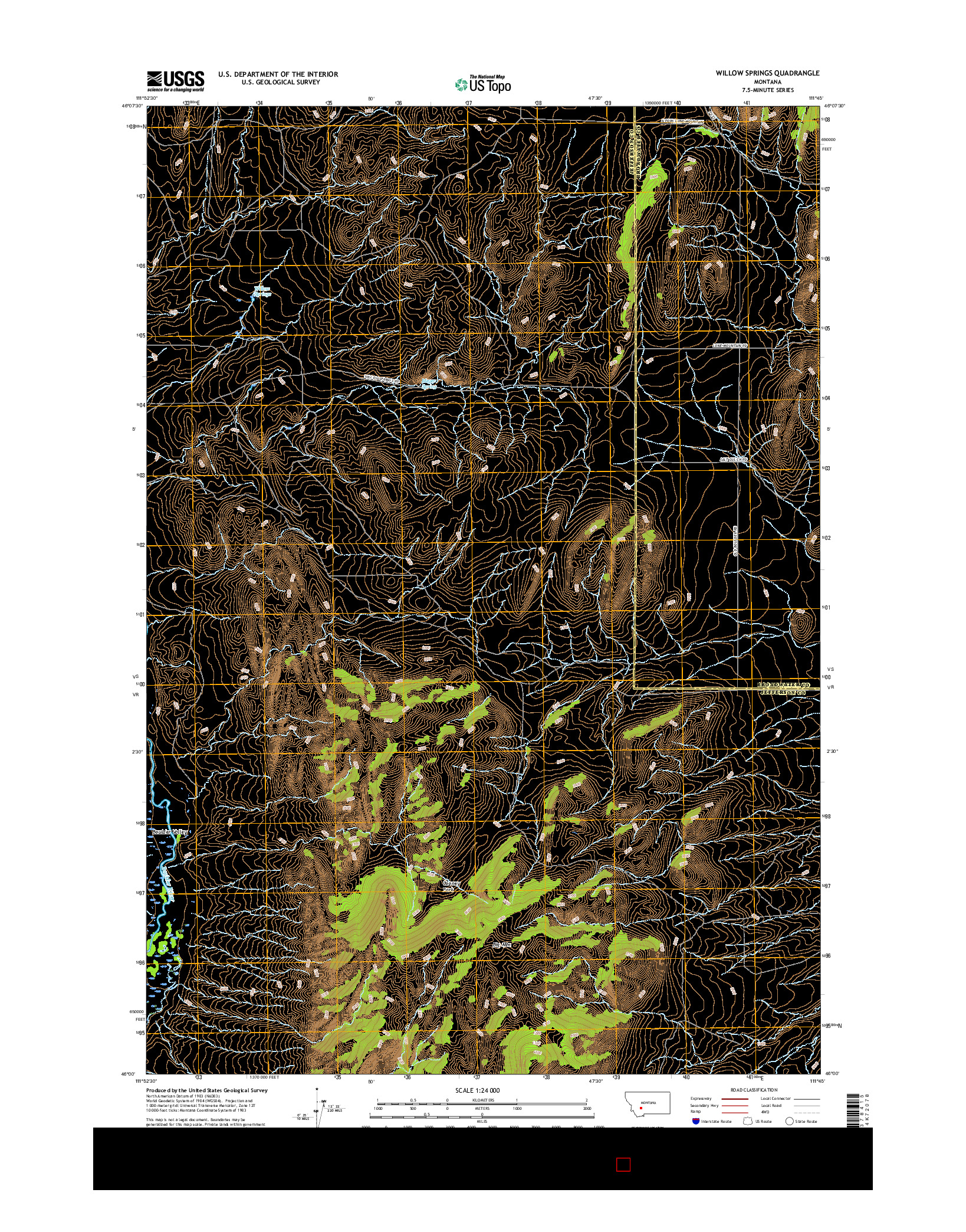 USGS US TOPO 7.5-MINUTE MAP FOR WILLOW SPRINGS, MT 2017