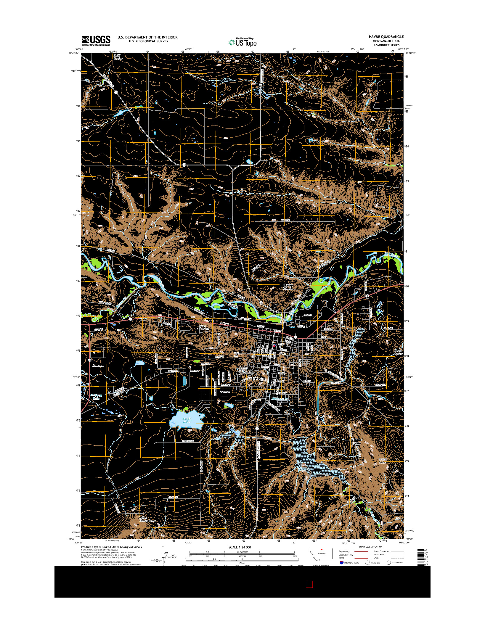 USGS US TOPO 7.5-MINUTE MAP FOR HAVRE, MT 2017