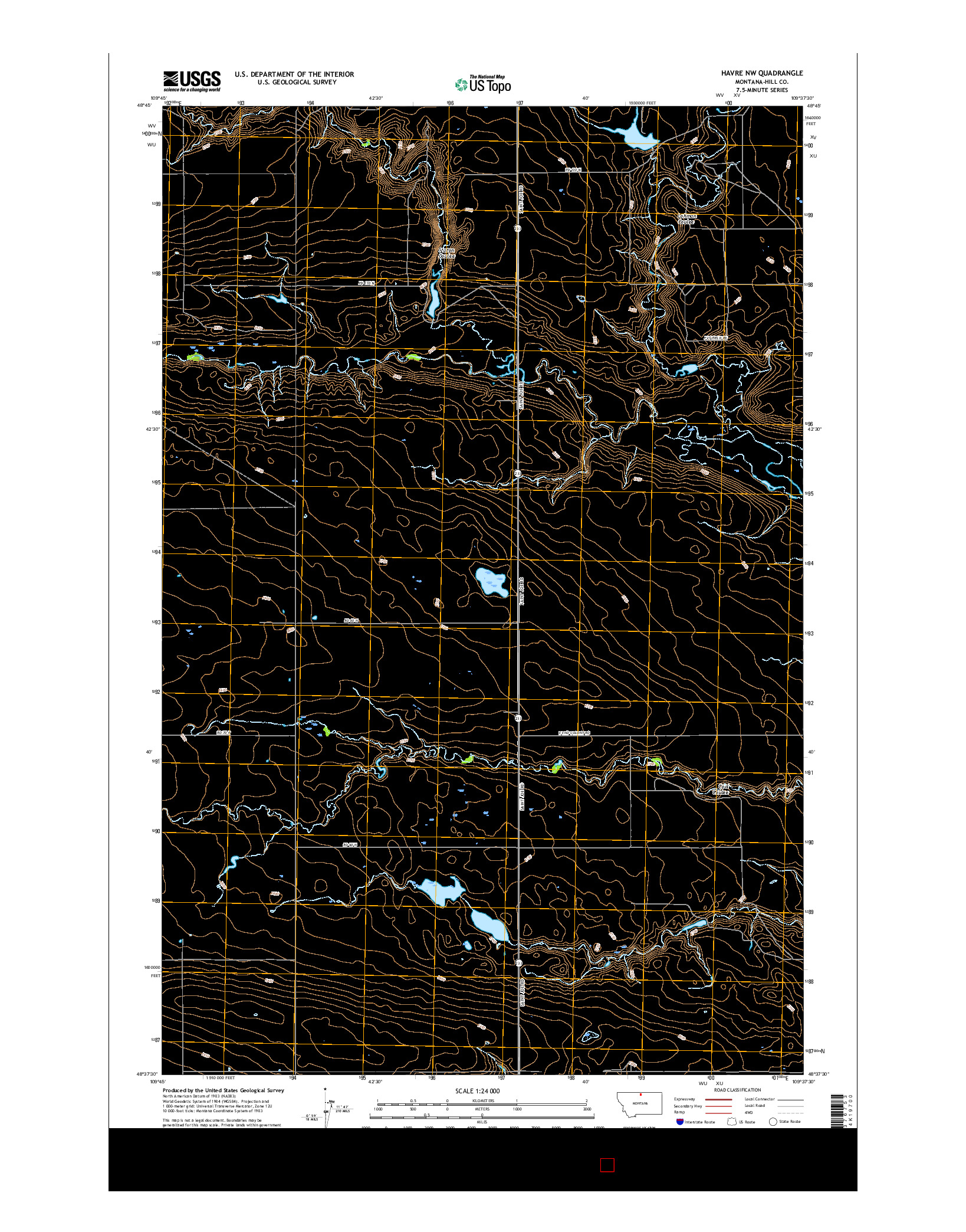 USGS US TOPO 7.5-MINUTE MAP FOR HAVRE NW, MT 2017