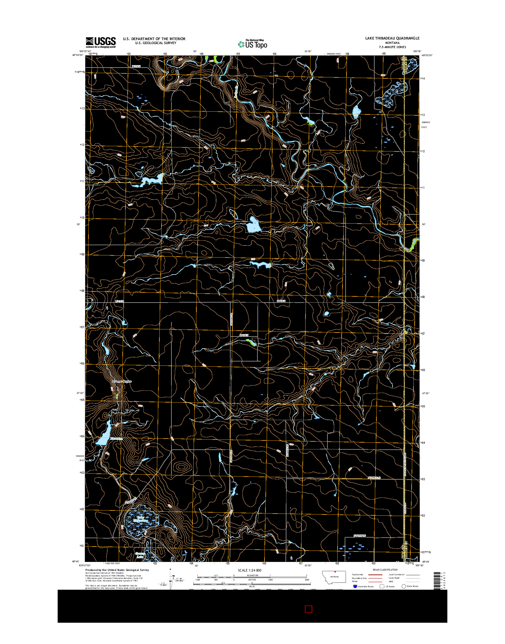 USGS US TOPO 7.5-MINUTE MAP FOR LAKE THIBADEAU, MT 2017