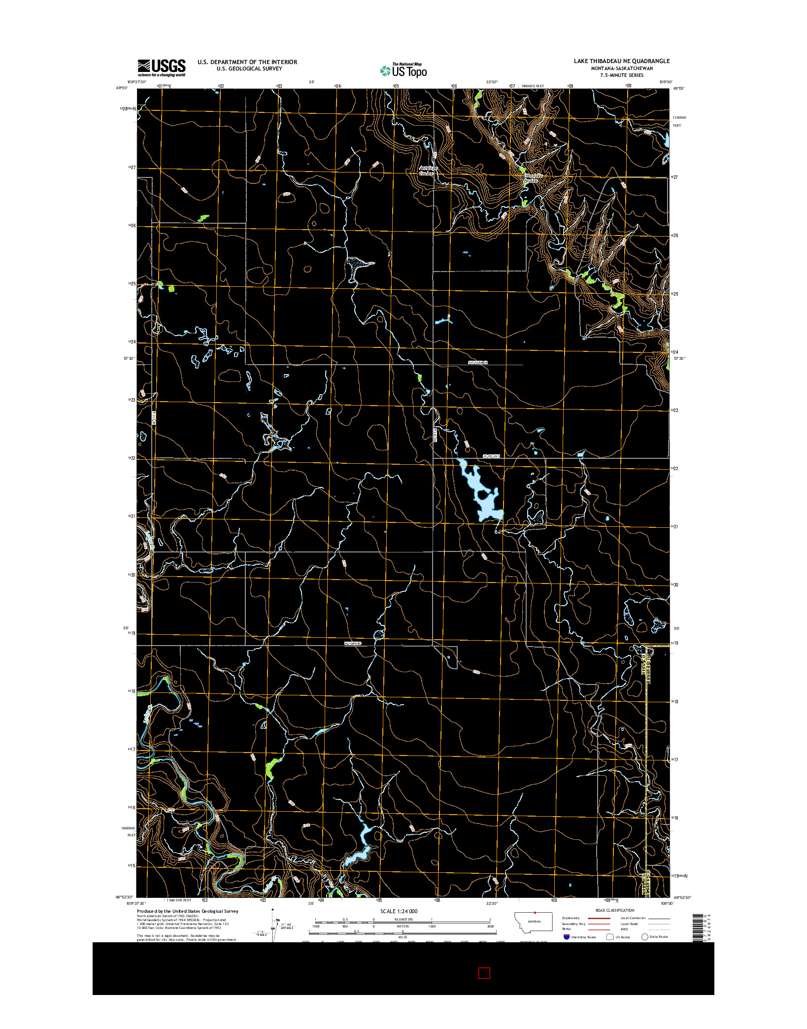 USGS US TOPO 7.5-MINUTE MAP FOR LAKE THIBADEAU NE, MT-SK 2017