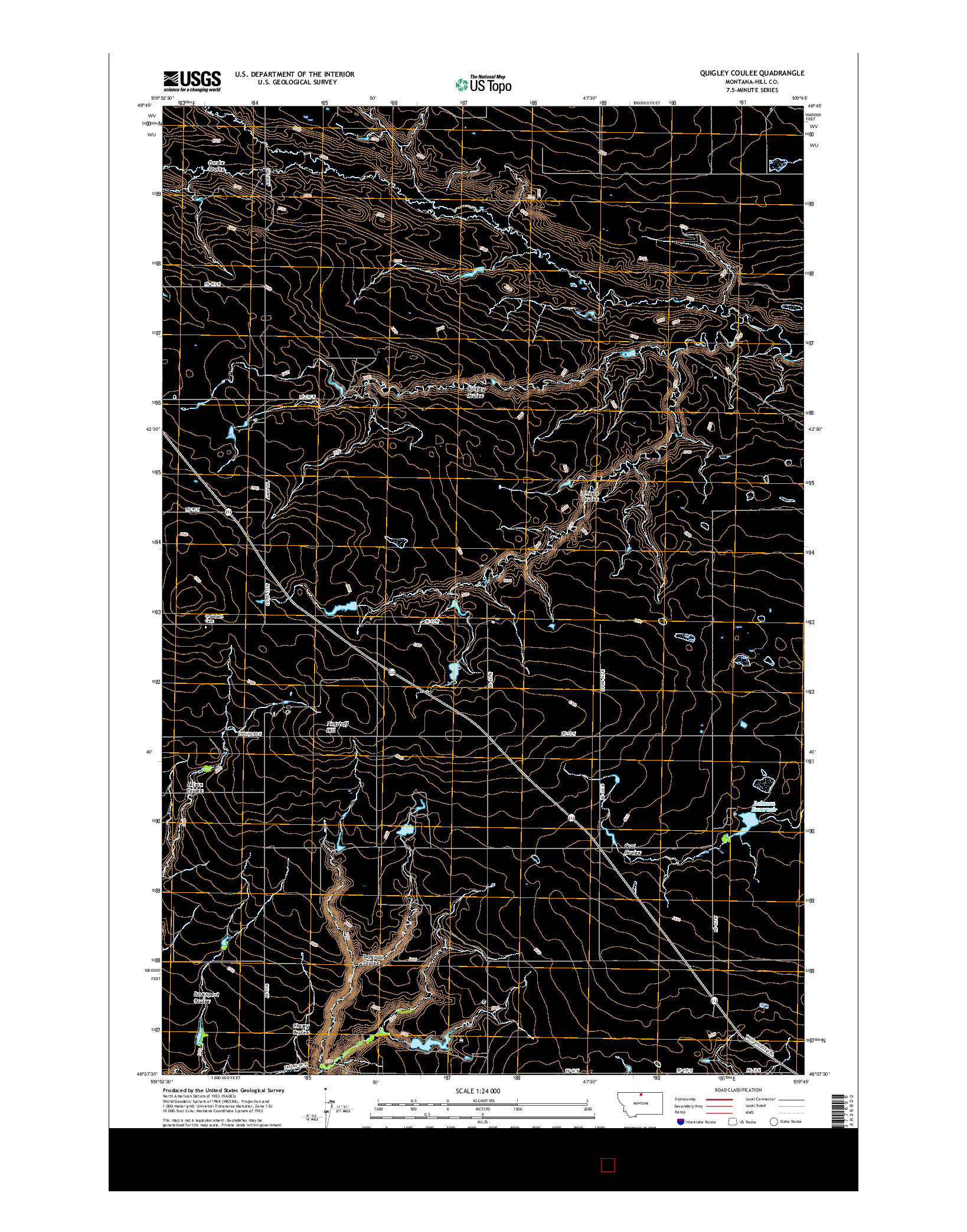 USGS US TOPO 7.5-MINUTE MAP FOR QUIGLEY COULEE, MT 2017