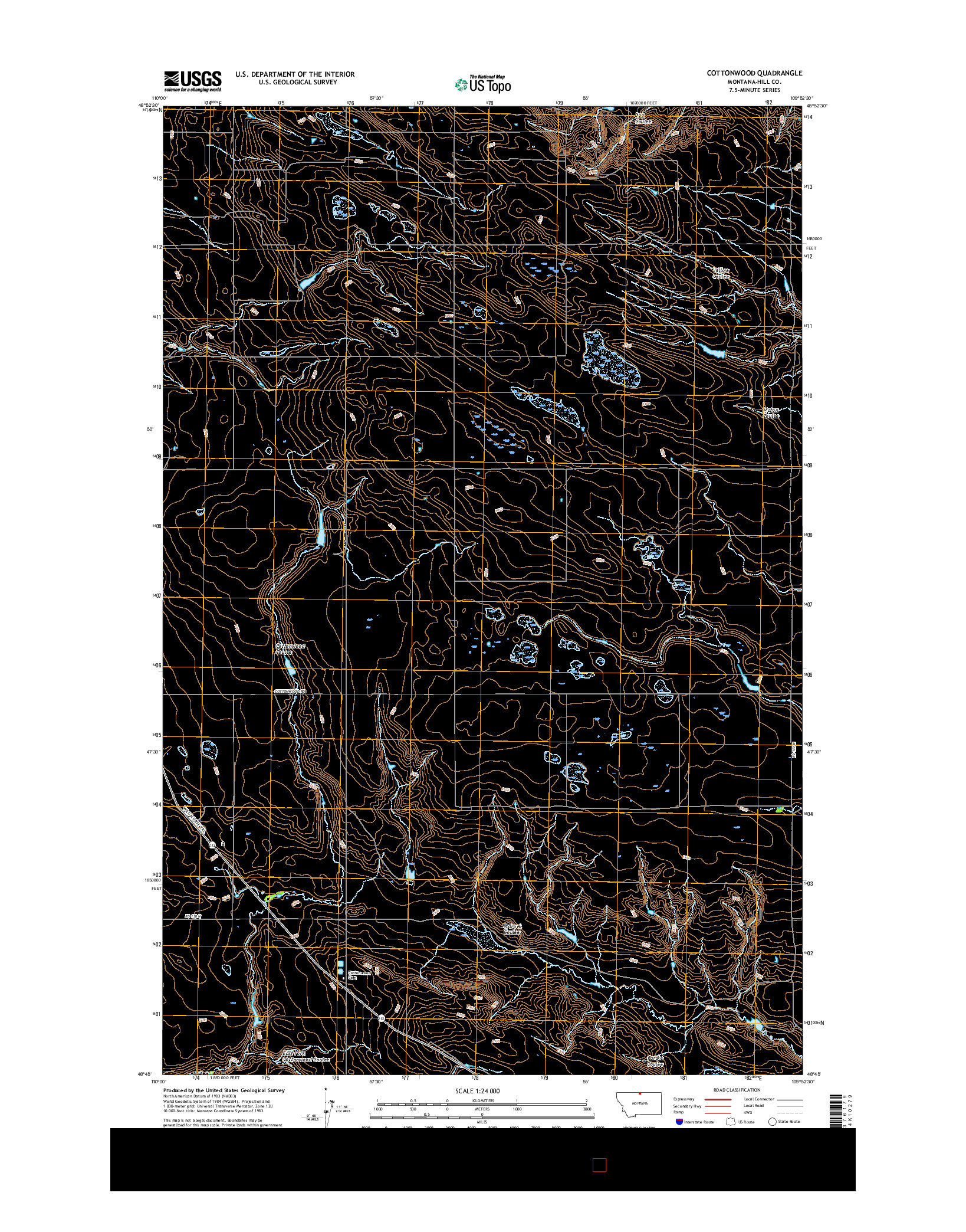 USGS US TOPO 7.5-MINUTE MAP FOR COTTONWOOD, MT 2017
