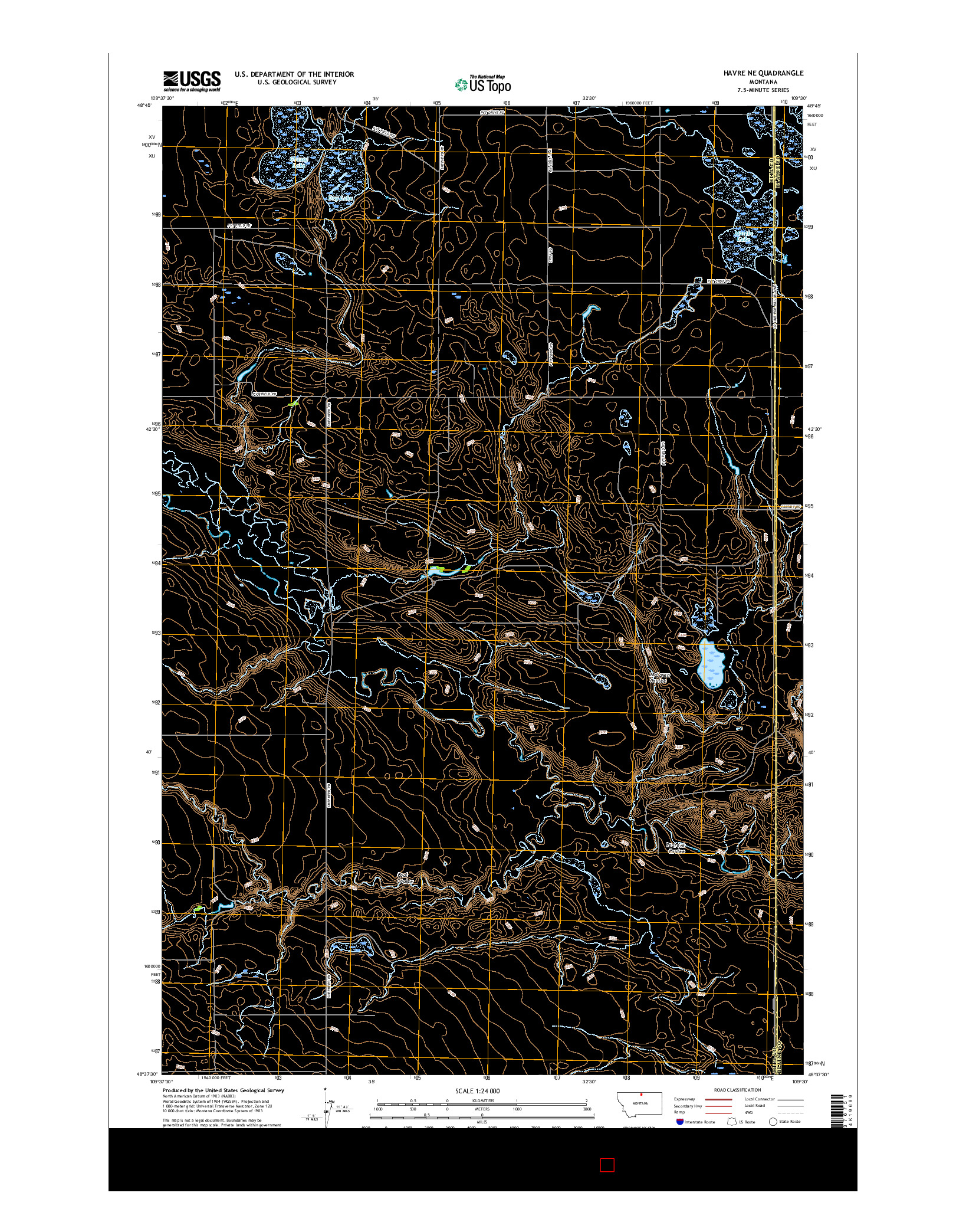 USGS US TOPO 7.5-MINUTE MAP FOR HAVRE NE, MT 2017