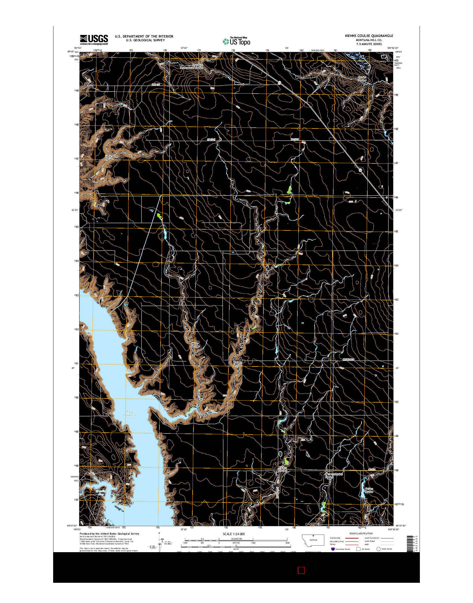 USGS US TOPO 7.5-MINUTE MAP FOR KIEHNS COULEE, MT 2017