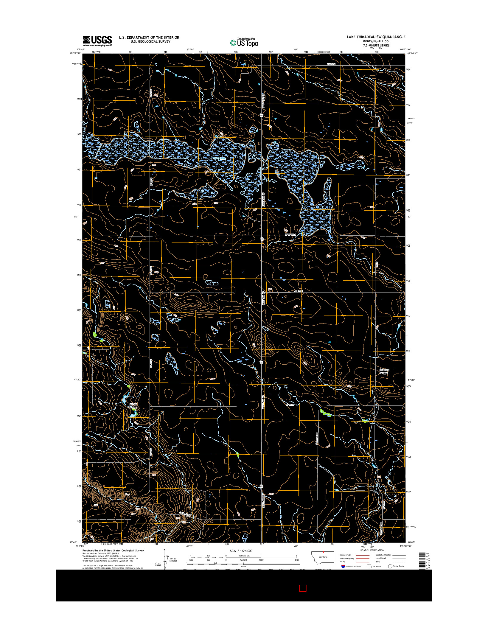 USGS US TOPO 7.5-MINUTE MAP FOR LAKE THIBADEAU SW, MT 2017