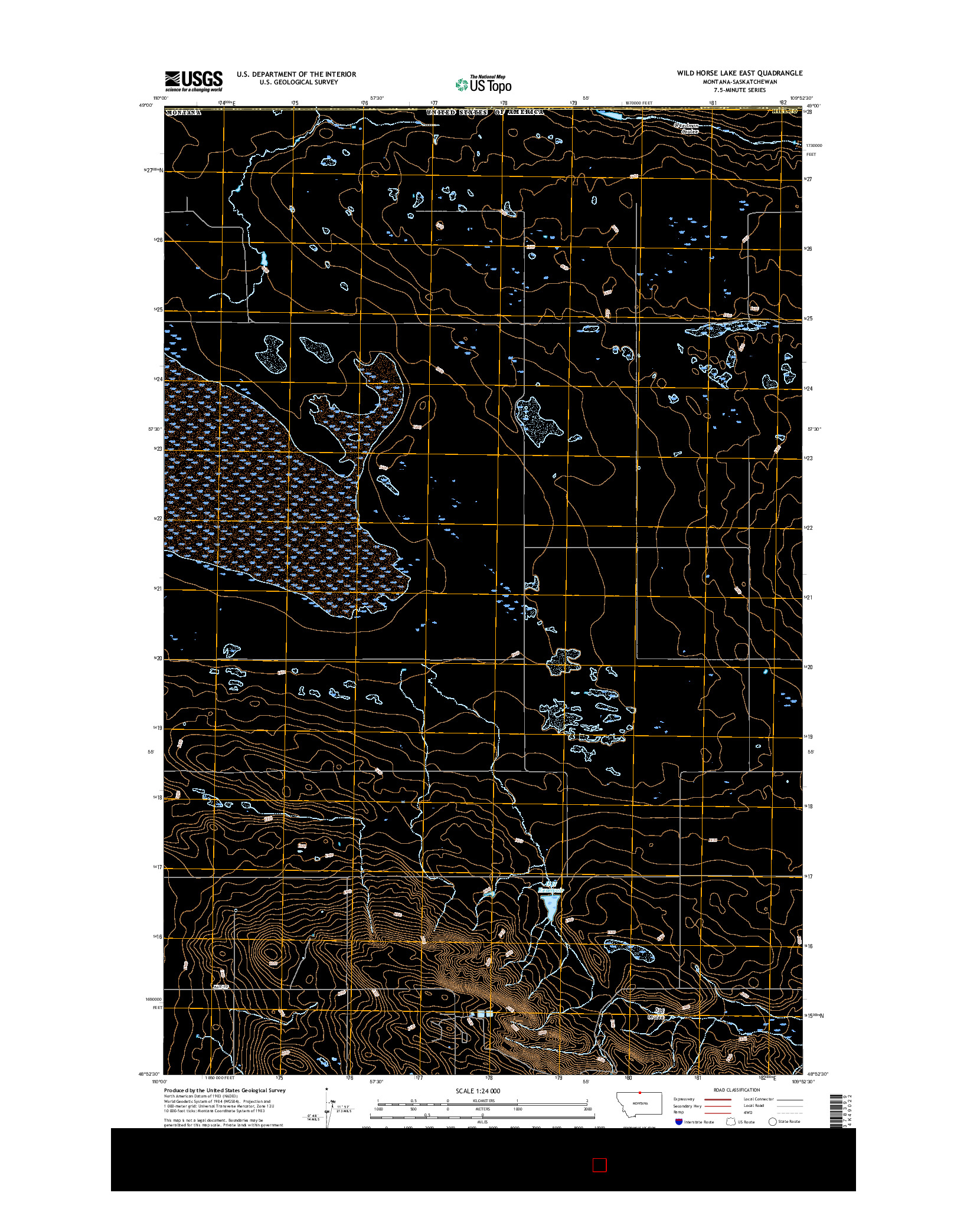 USGS US TOPO 7.5-MINUTE MAP FOR WILD HORSE LAKE EAST, MT-SK 2017