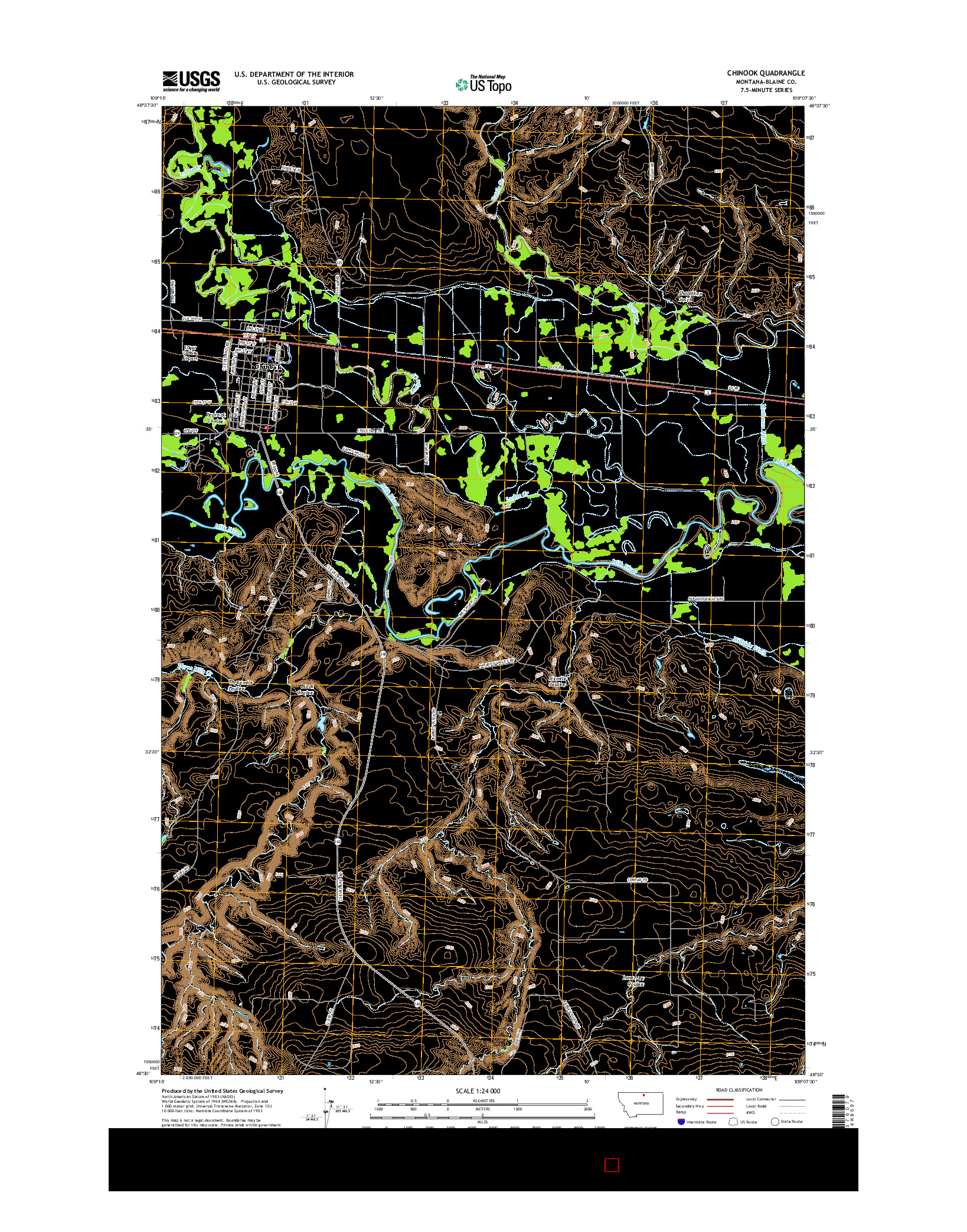 USGS US TOPO 7.5-MINUTE MAP FOR CHINOOK, MT 2017
