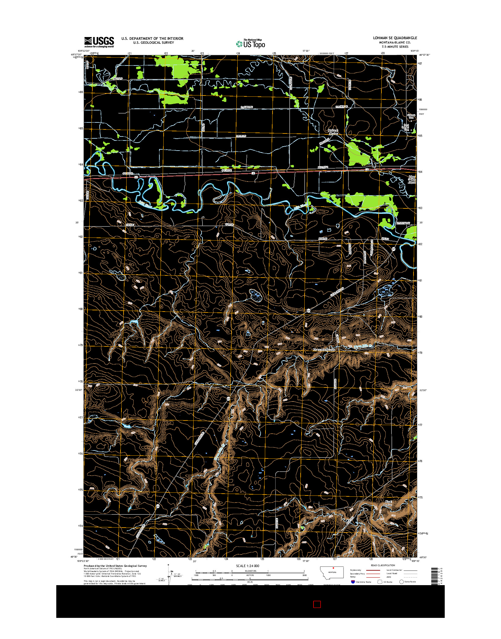 USGS US TOPO 7.5-MINUTE MAP FOR LOHMAN SE, MT 2017