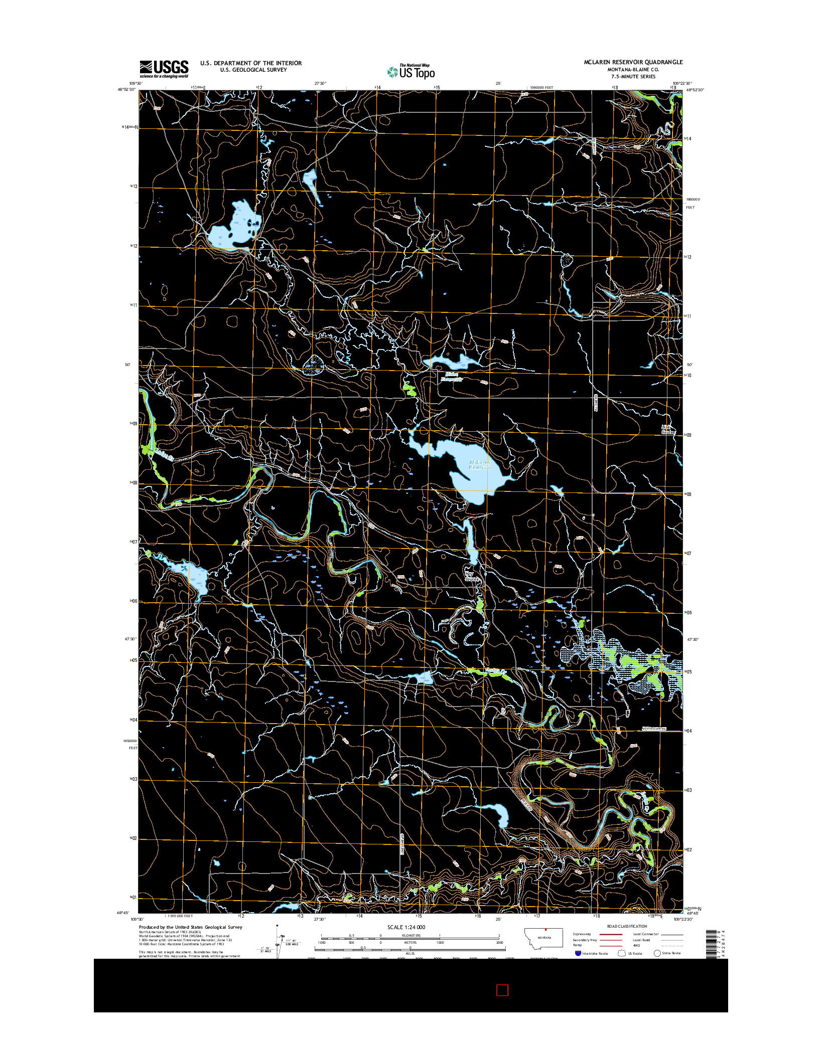 USGS US TOPO 7.5-MINUTE MAP FOR MCLAREN RESERVOIR, MT 2017