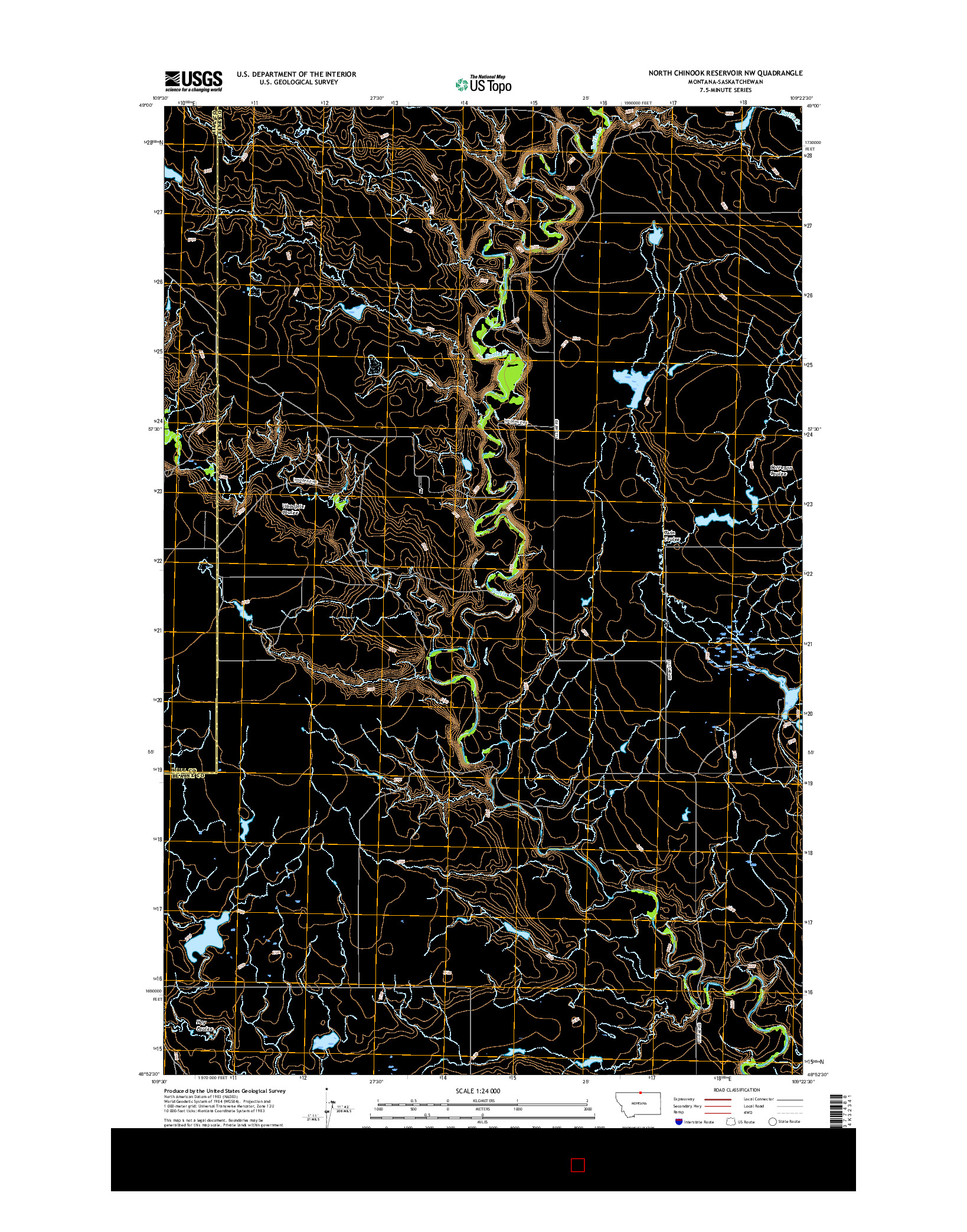 USGS US TOPO 7.5-MINUTE MAP FOR NORTH CHINOOK RESERVOIR NW, MT-SK 2017