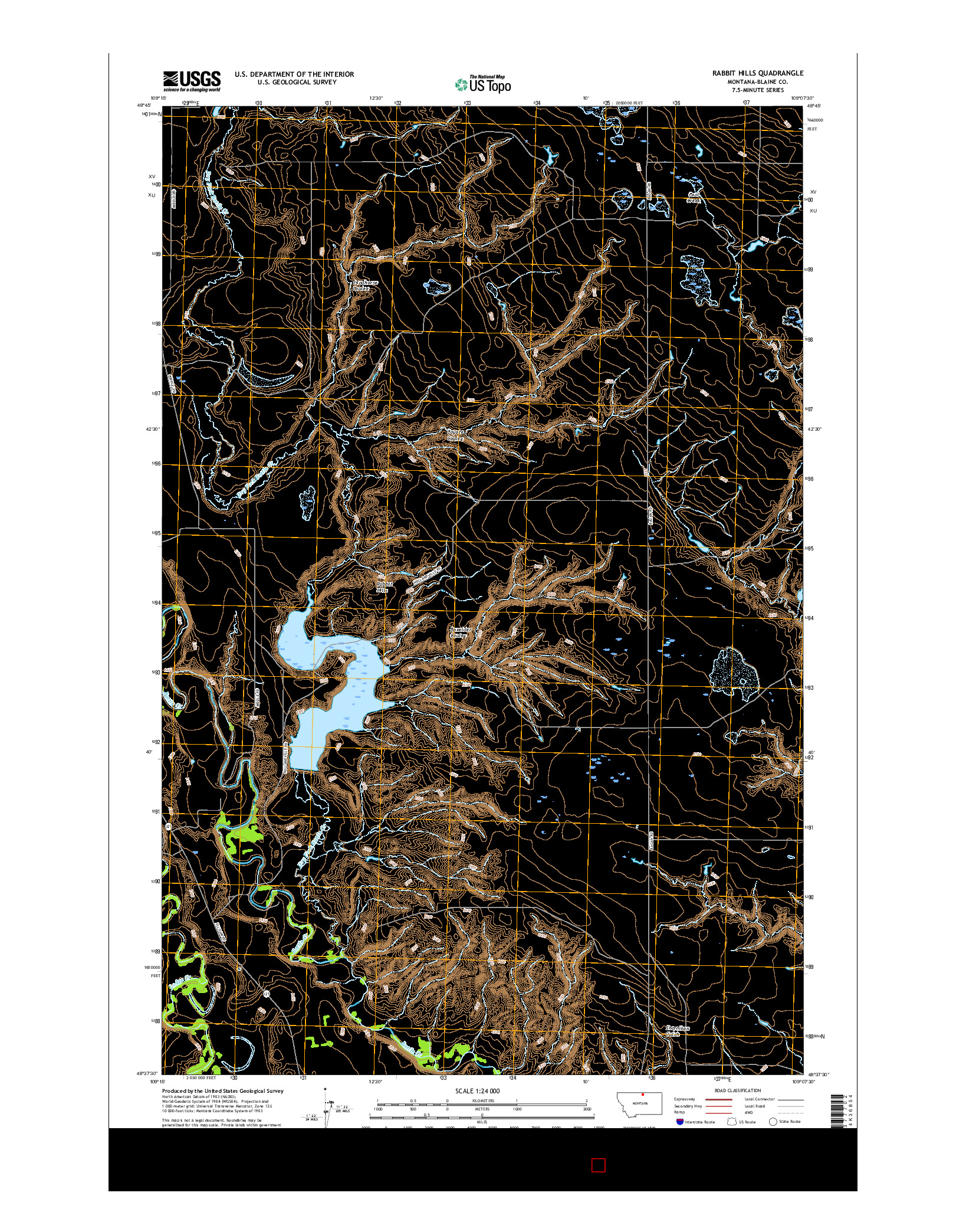 USGS US TOPO 7.5-MINUTE MAP FOR RABBIT HILLS, MT 2017