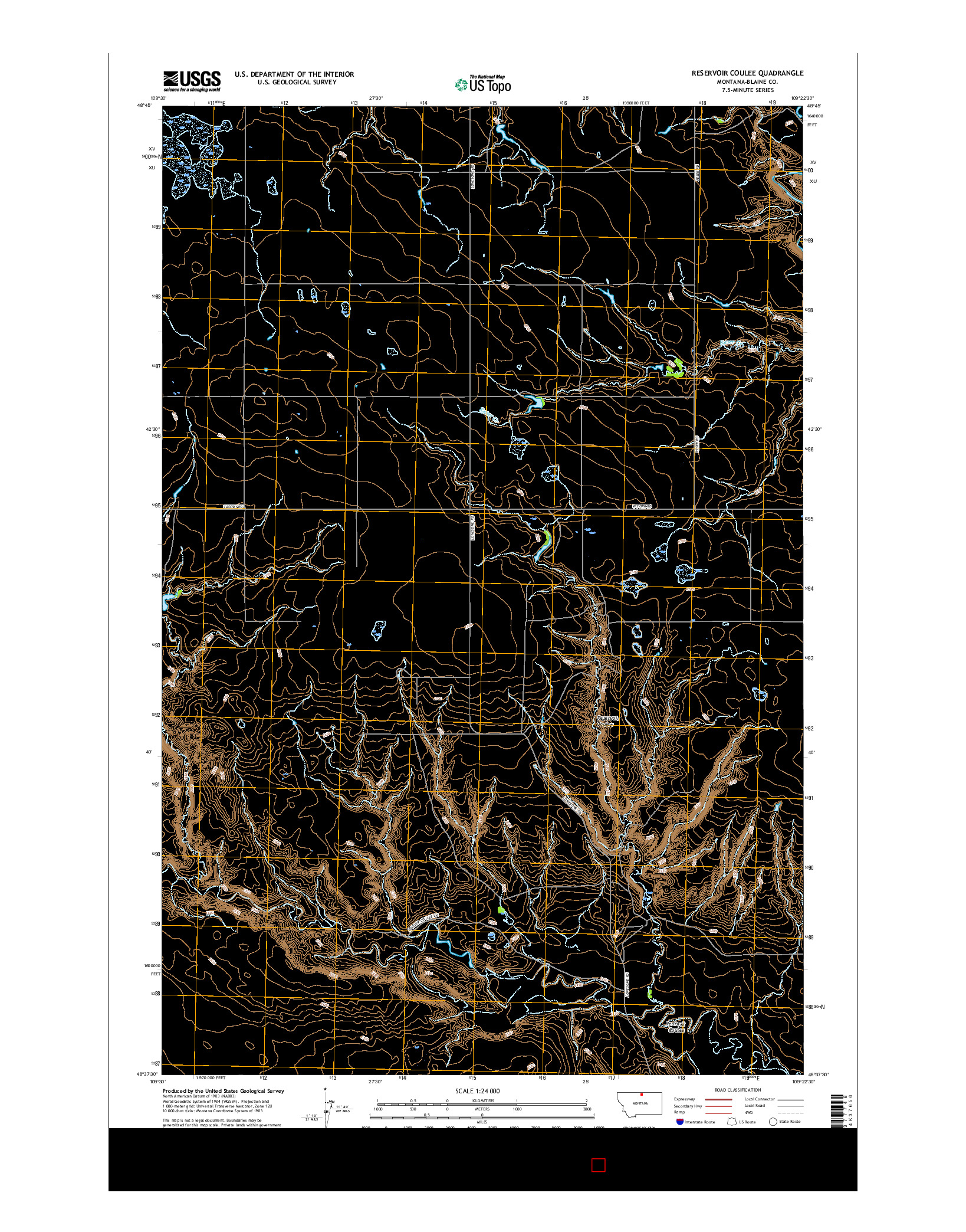 USGS US TOPO 7.5-MINUTE MAP FOR RESERVOIR COULEE, MT 2017