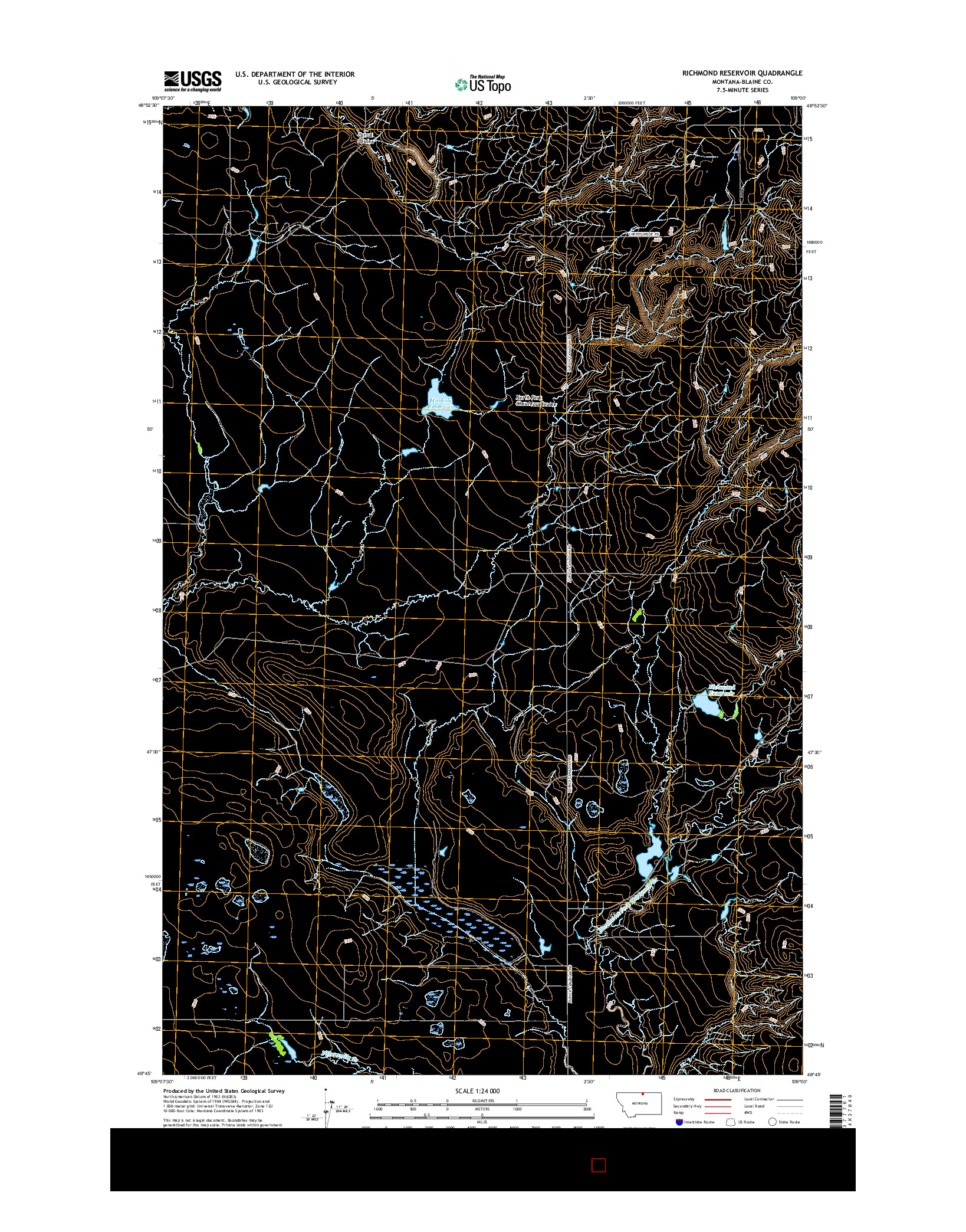 USGS US TOPO 7.5-MINUTE MAP FOR RICHMOND RESERVOIR, MT 2017