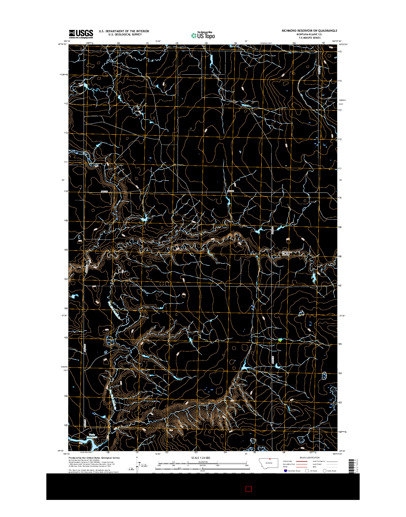 USGS US TOPO 7.5-MINUTE MAP FOR RICHMOND RESERVOIR SW, MT 2017